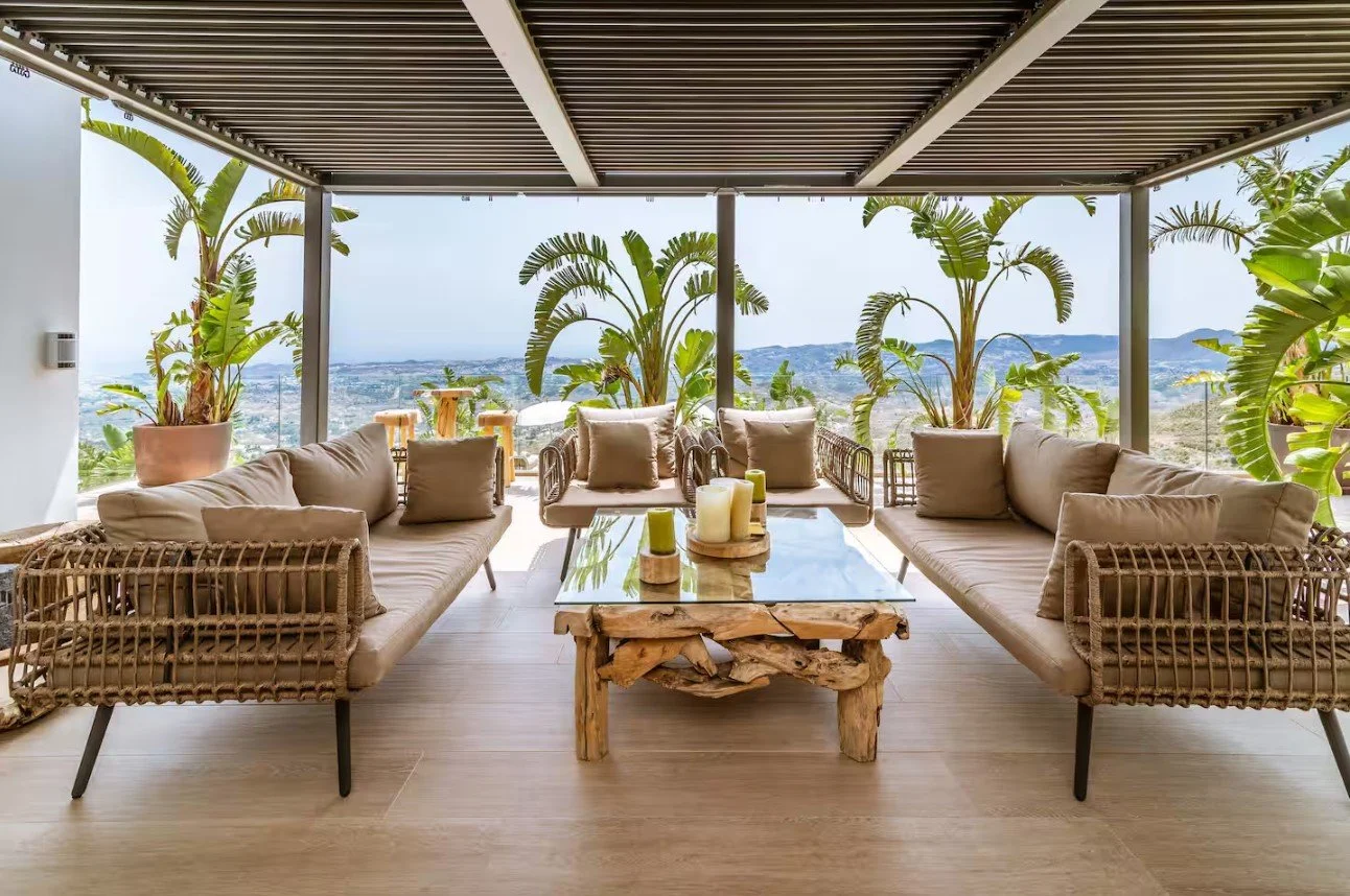 Outdoor patio at the Marbella Pilates Retreat