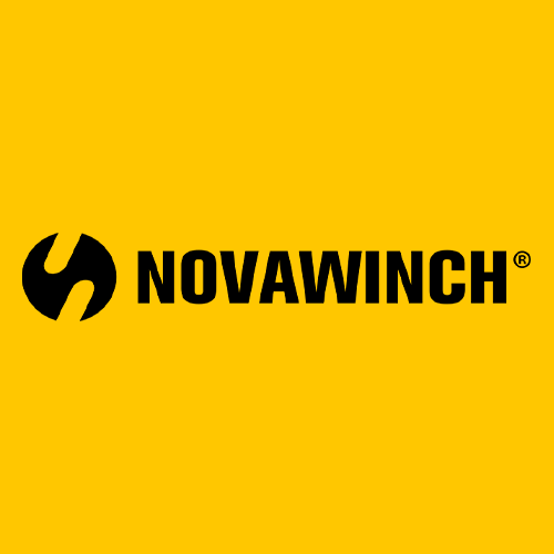 The Novawinach logo featuring a black wrench icon and bold black text on a yellow background.