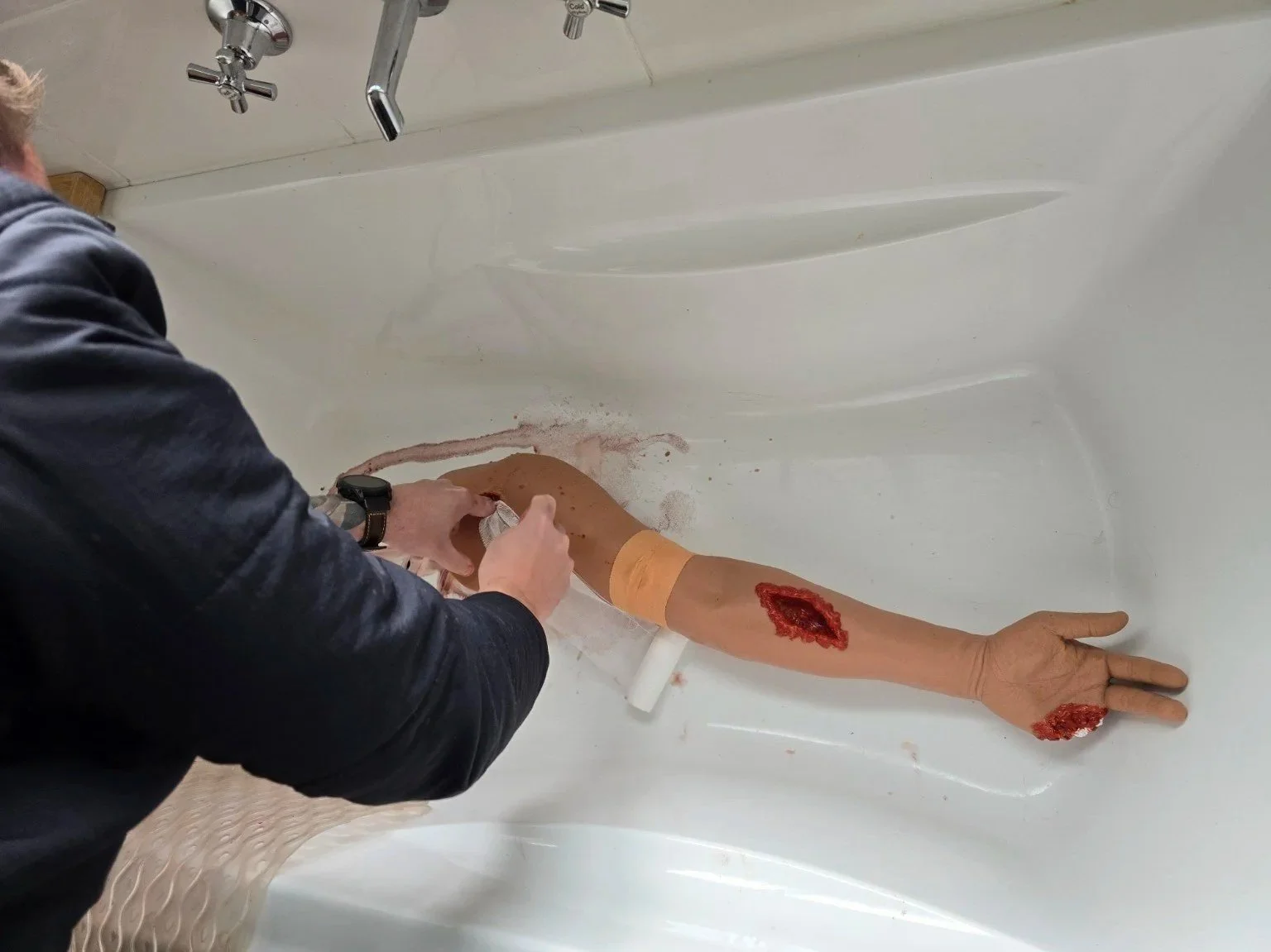 Wound packing practice for Motorcycle Crash Response Course