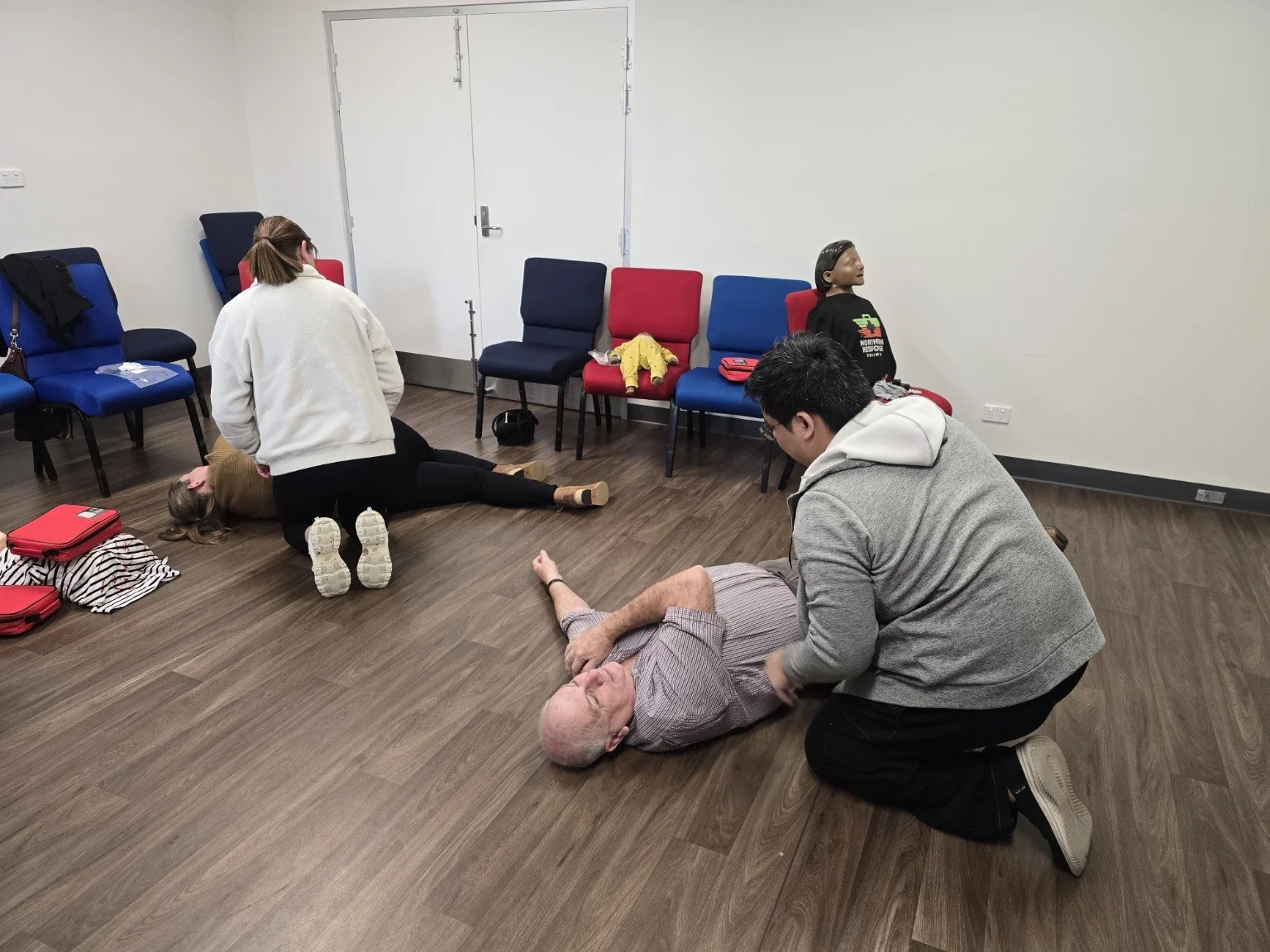 Recovery Position practice at Riverside Salvos Gawler