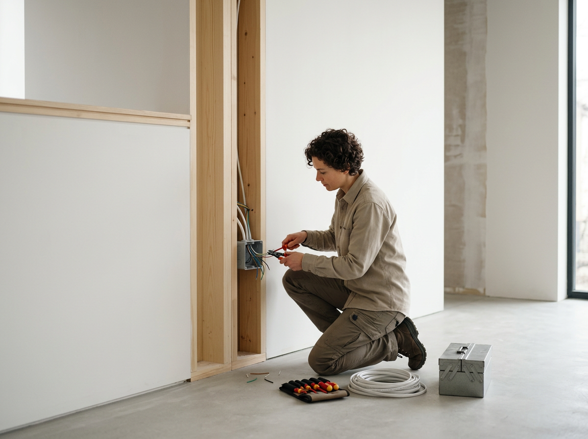 Electrician working on electrical installation