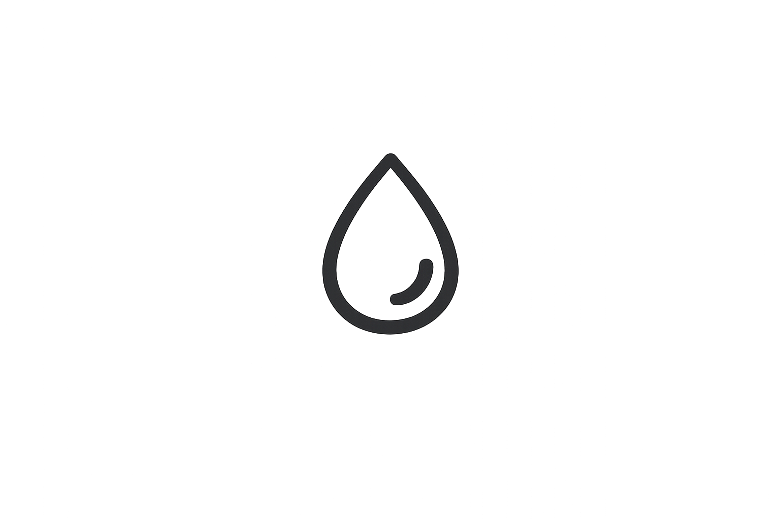 Icône d'une goutte d'eau noire sur fond noir.