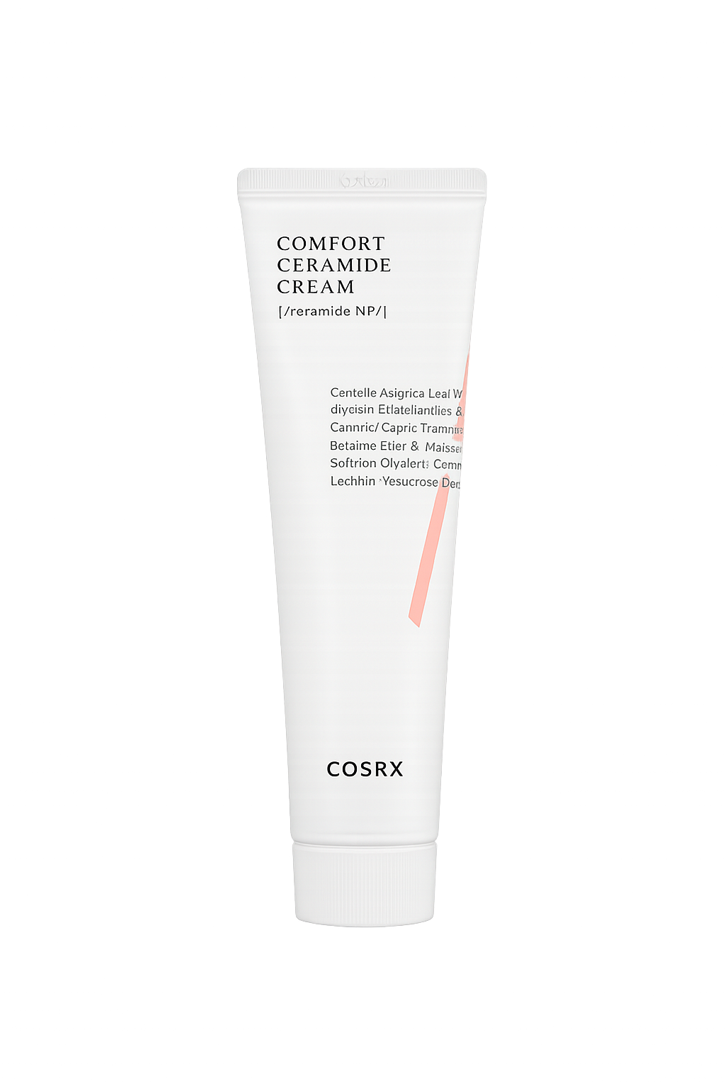 Tube de crème Comfort Ceramide de la marque COSRX, avec texte en anglais et ingrédients listés.