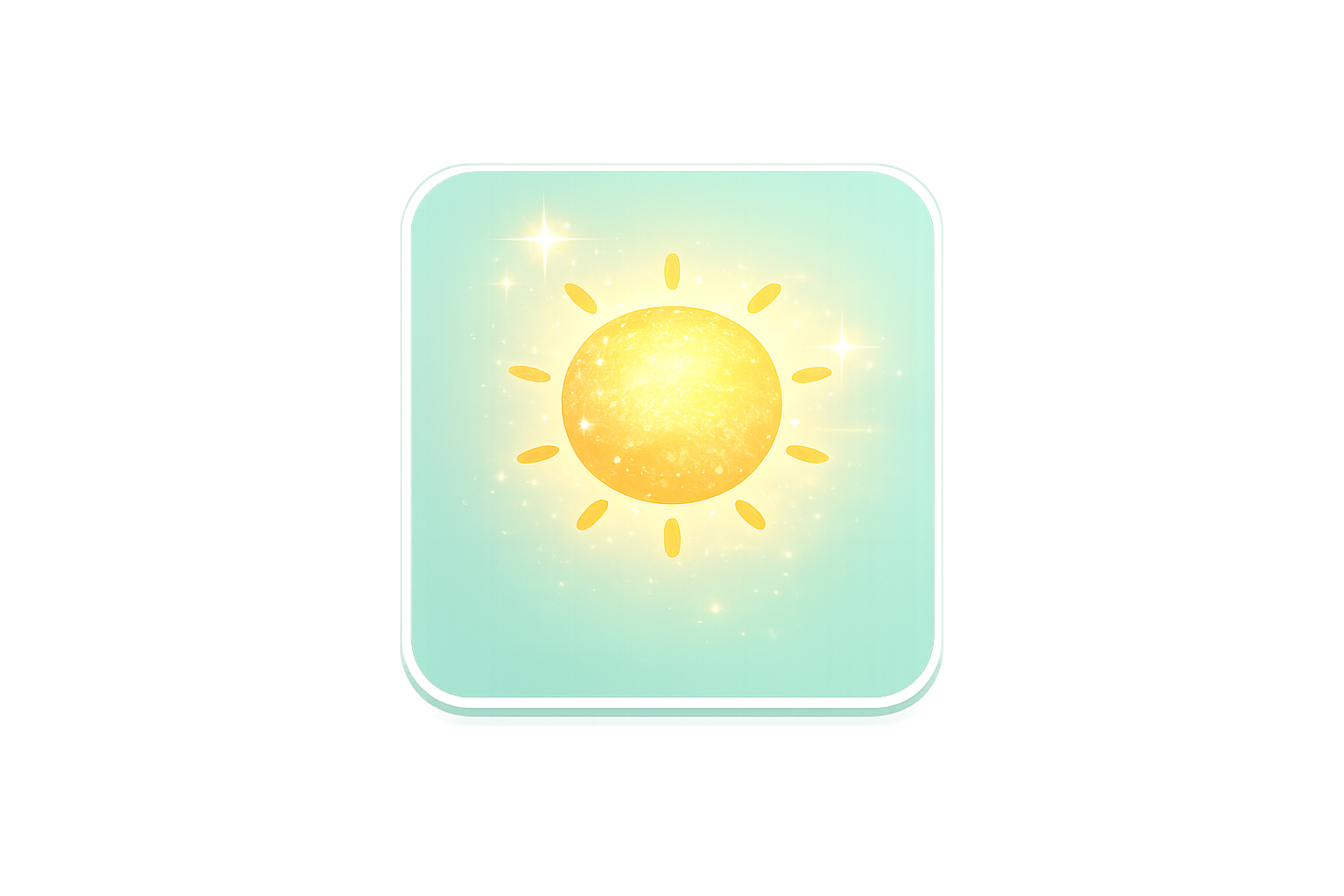 Icône illustrant le soleil brillant avec des rayons autour, représentant le temps ensoleillé ou la lumière du soleil.