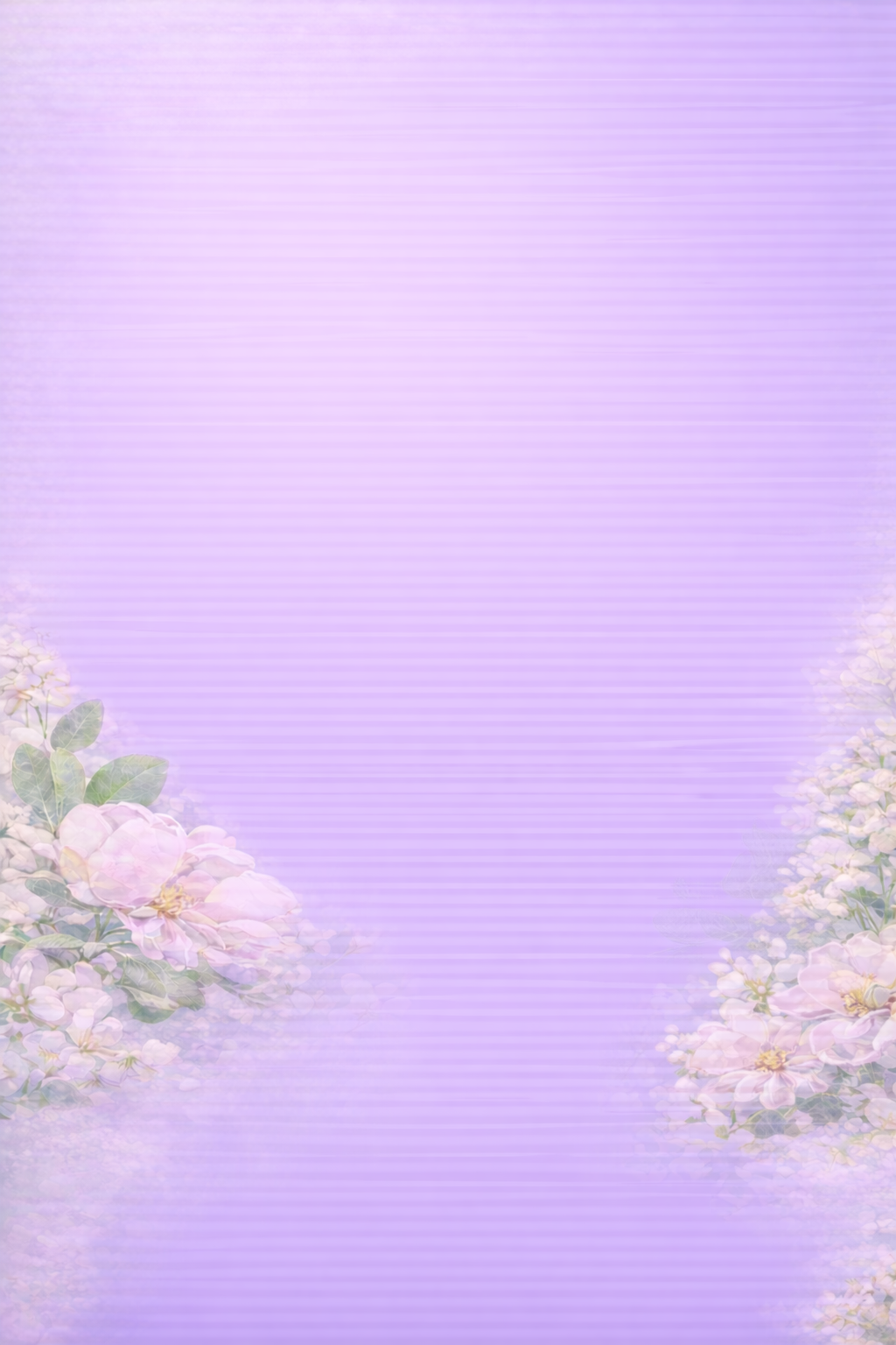 Arrière-plan violet avec des fleurs de camellia et d'hydrangea dans les coins inférieurs.