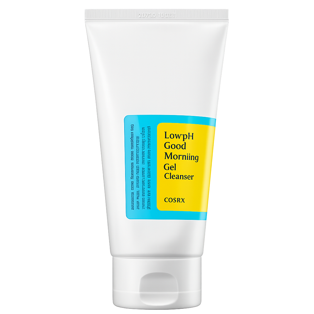 Tube de nettoyant en gel pour le matin, marque COSRX, nommé Low pH Good Morning Gel Cleanser.