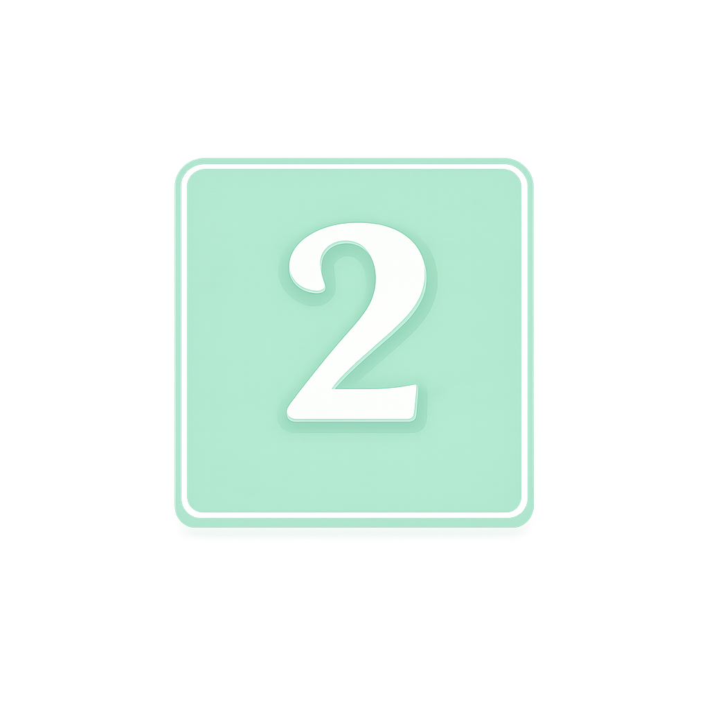 Un panneau lumineux avec un fond vert clair et le chiffre blanc 2 au centre.