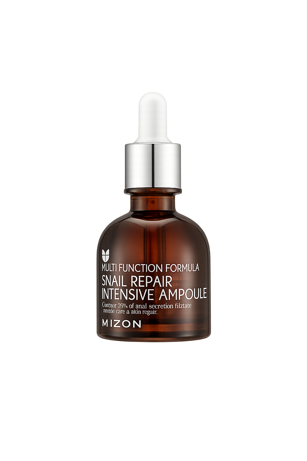 Bottle de sérum rajeunissant à base de gelée d'escargot, marque Mizon, pour la réparation de la peau. Contenance 39% de sécrétion d'escargot.