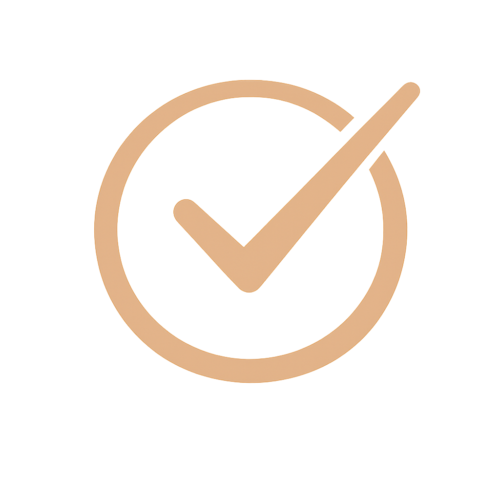 Icône d'une horloge avec un symbole de coche à l'intérieur, indiquant la conformité ou la réussite.