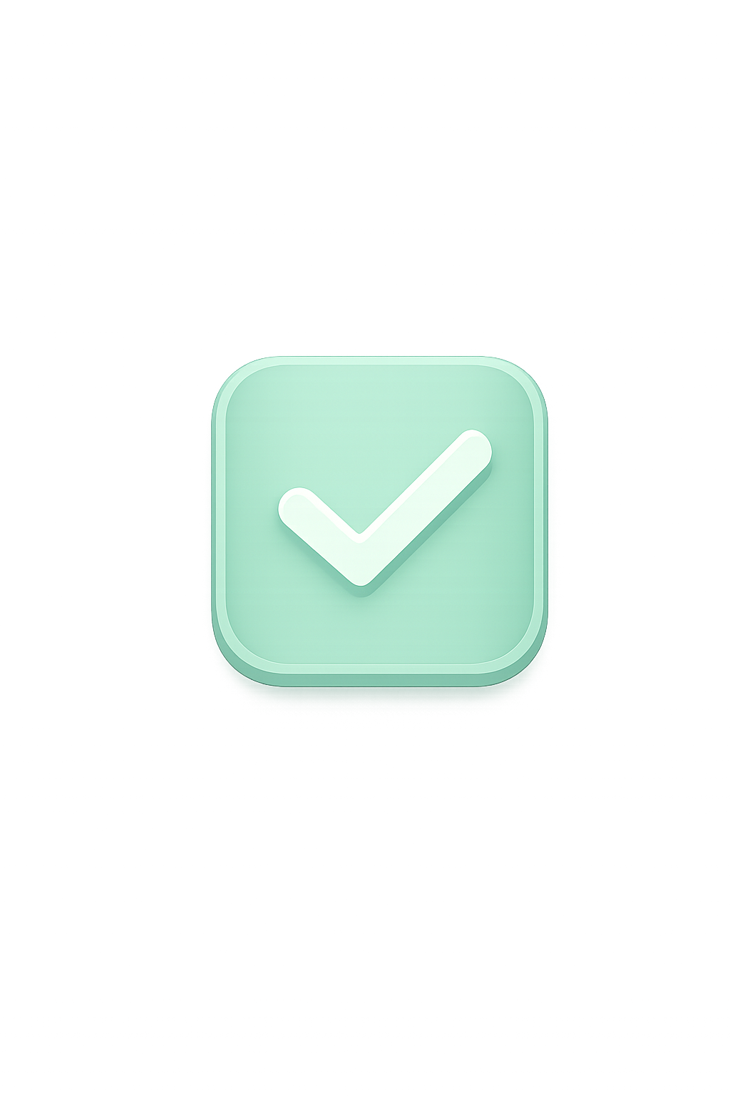 Symbole de coche de validation ou de confirmation sur fond vert menthe