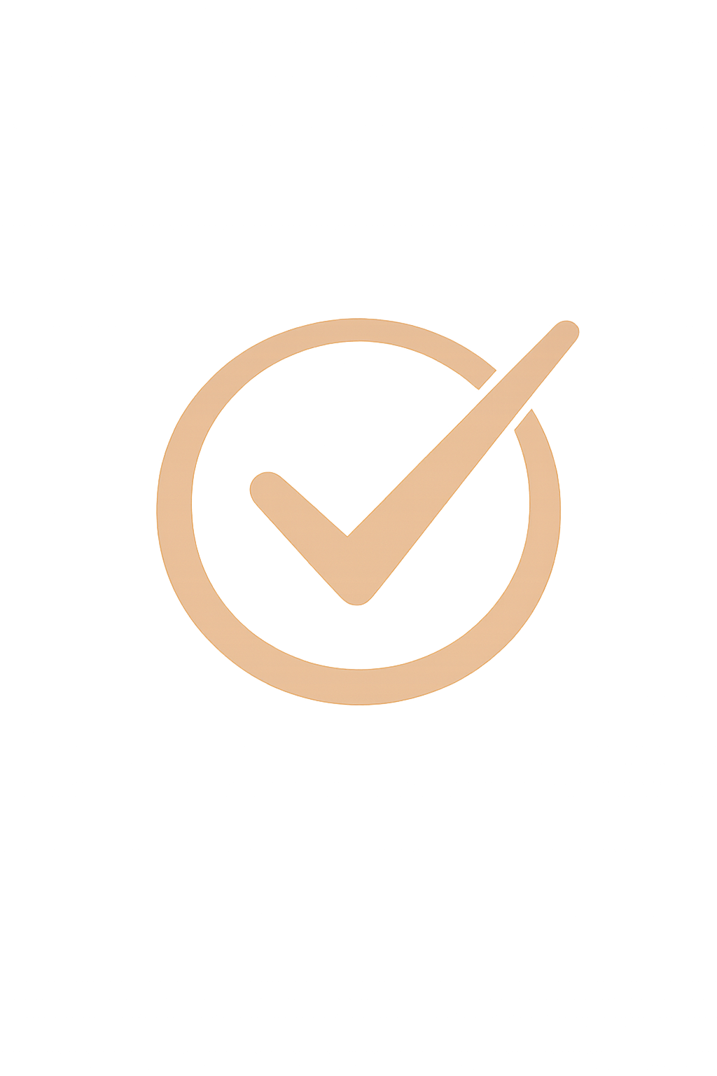 Un logo avec un cercle contenant une coche, de couleur beige