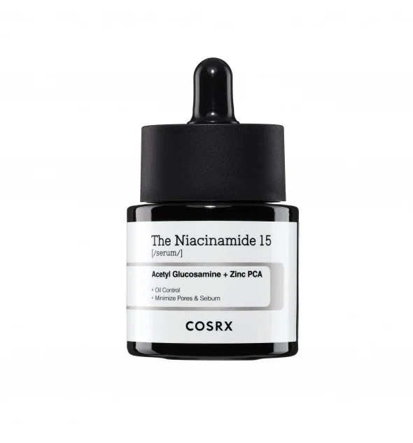 COSRX The Niacinamide 15 Serum sérum visage régulateur de sébum pour peau grasse et mixte, aide à resserrer les pores et améliorer la texture de la peau.