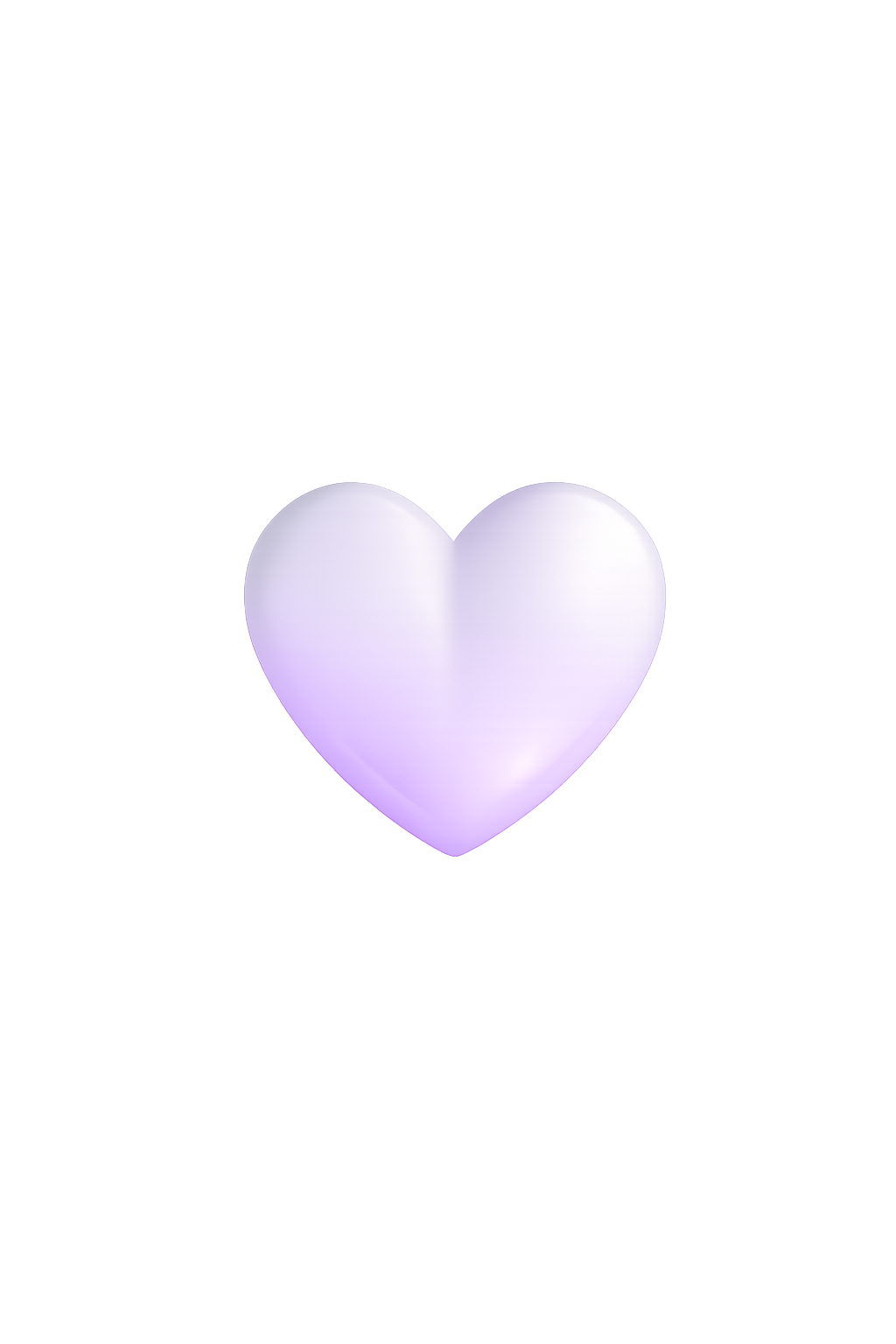 Un cœur lumineux blanc avec une teinte violette sur un fond noir.