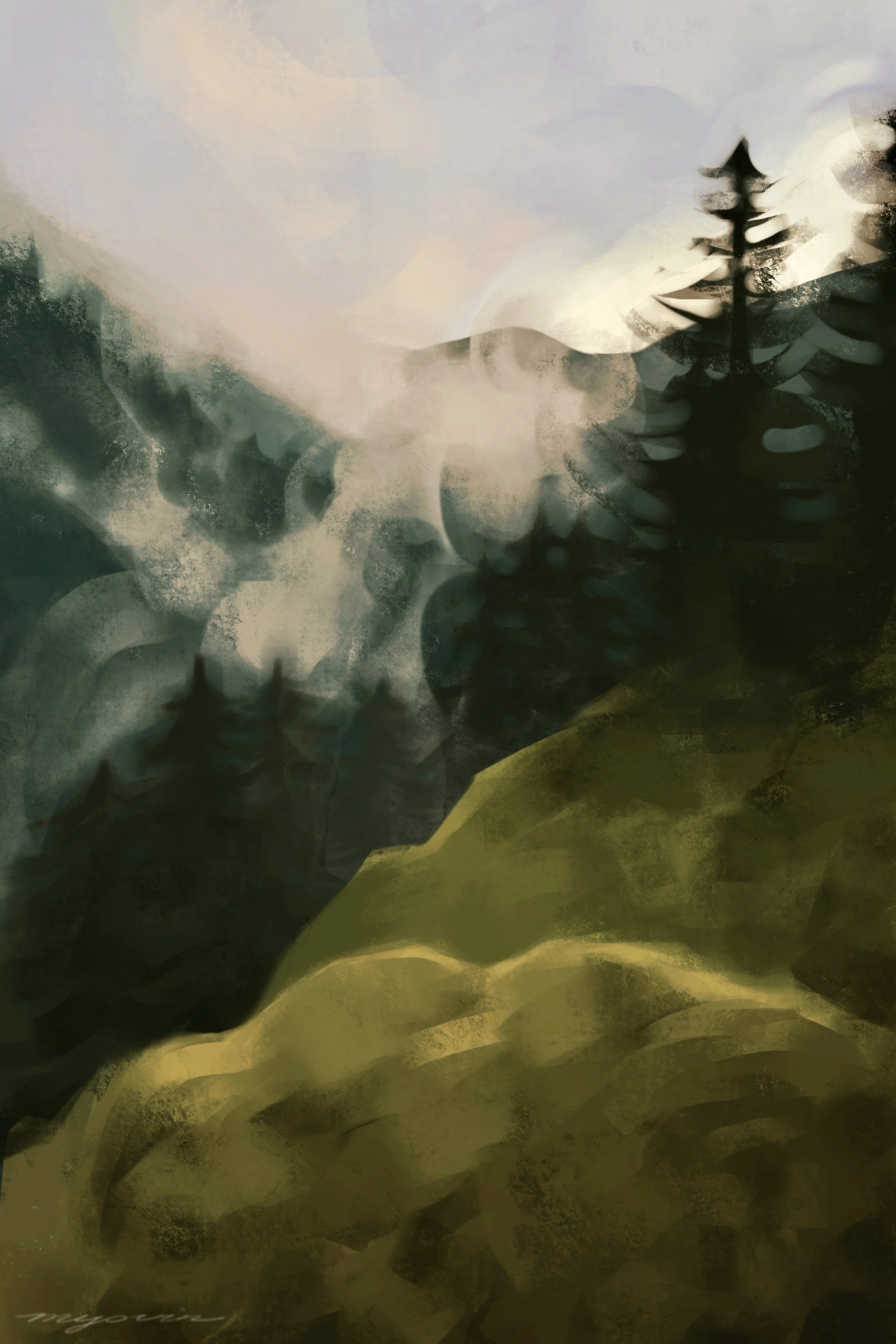 Postcard 'Foggy Mountains'