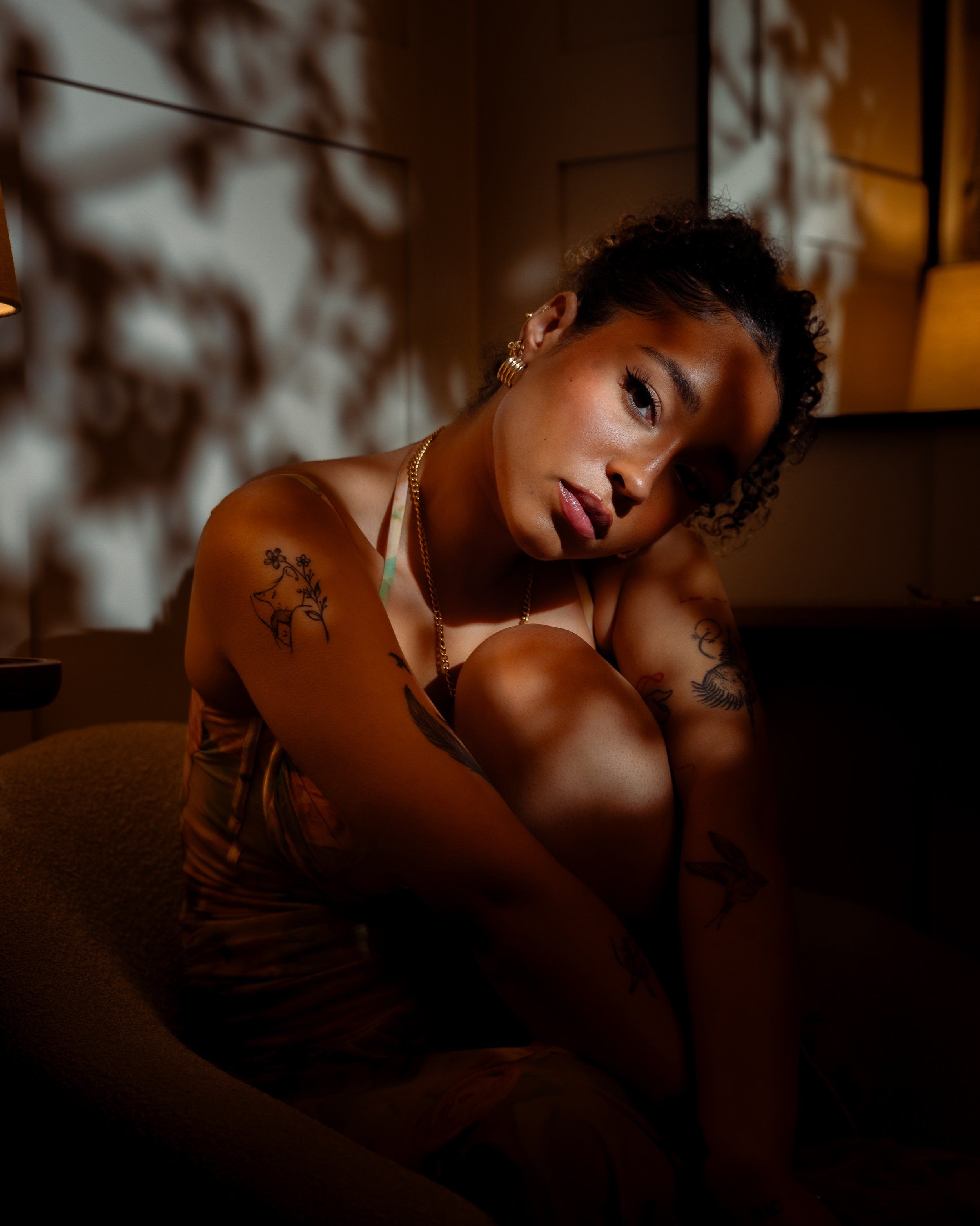 lifestyle photography in dim lit room 