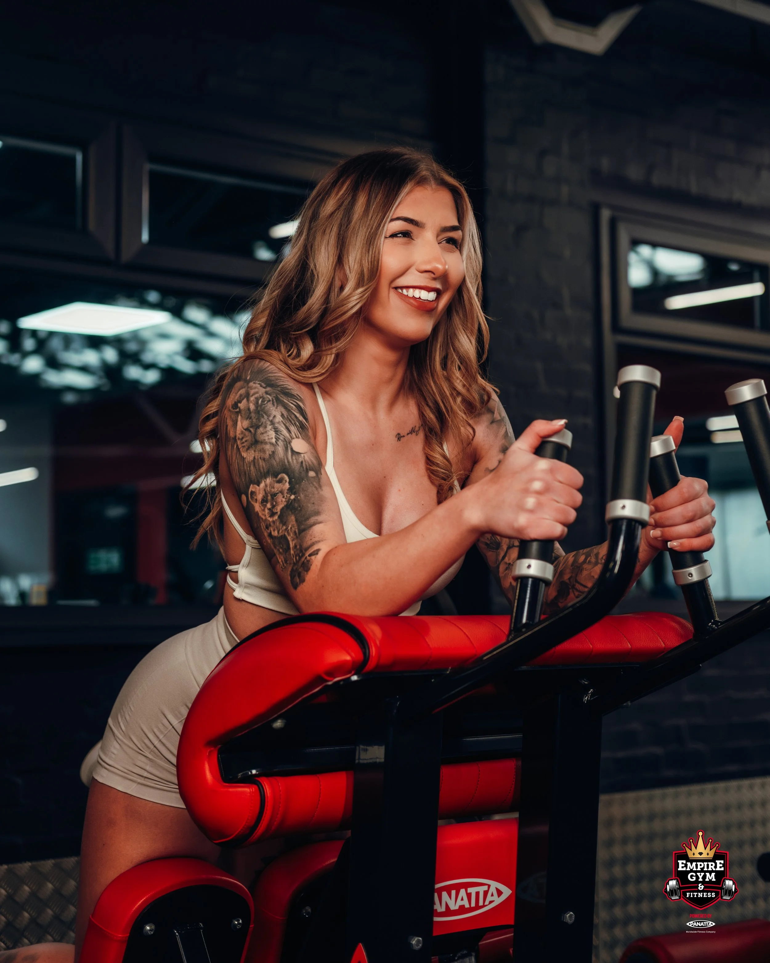 Naomi Shoot Empire hamstring curl smile.JPG