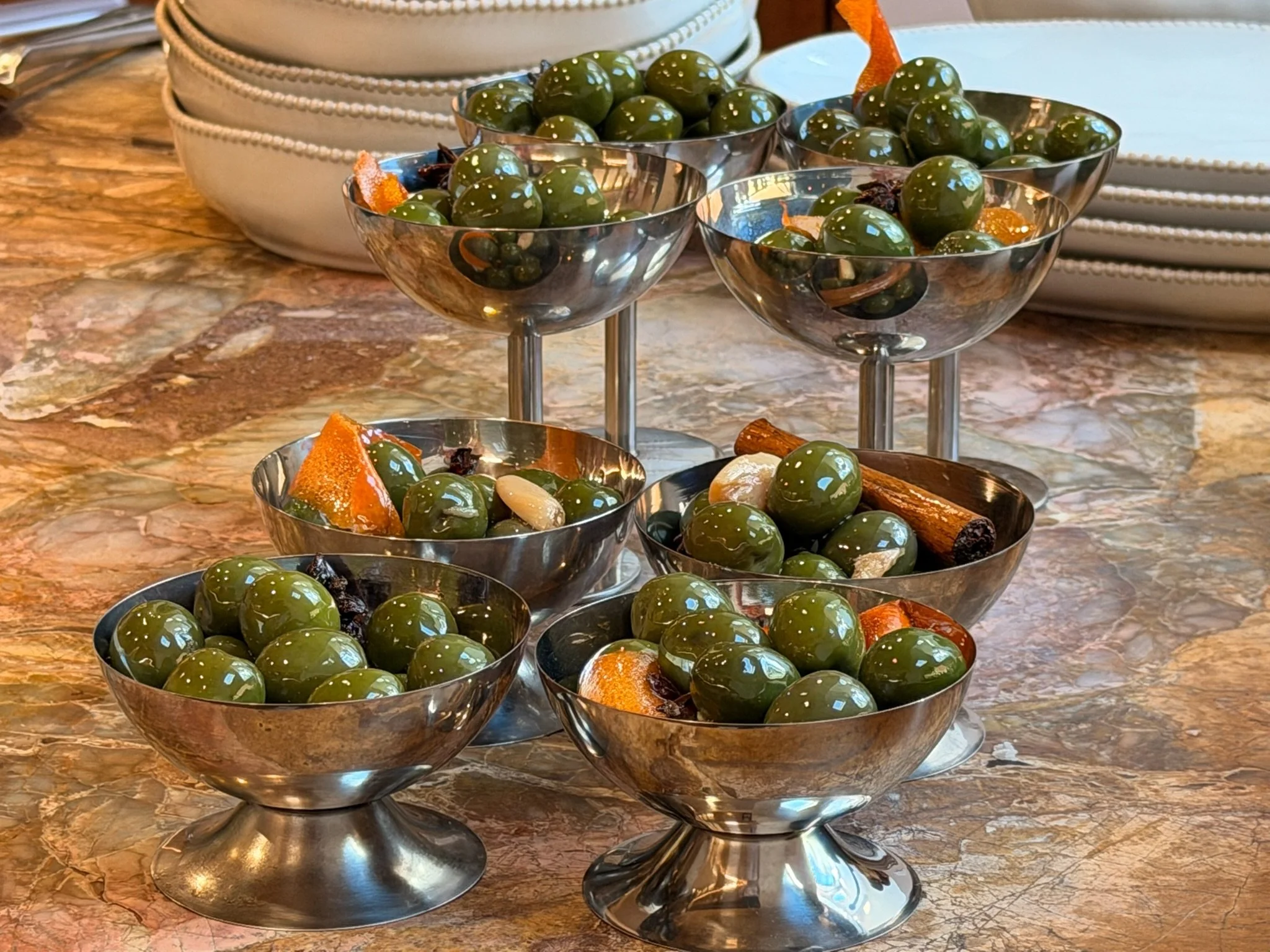 Warm Sicilian olives to kick off a private event in Melbourne. Private cheffing experiences