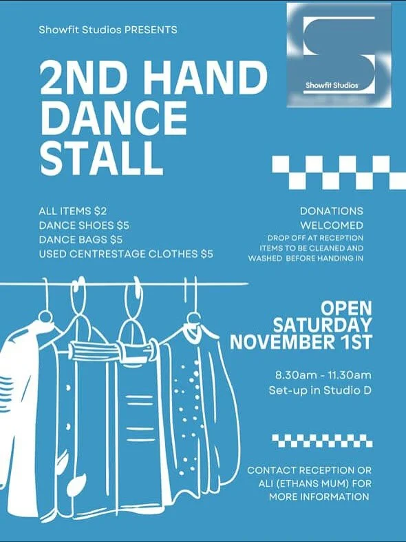 ✨ Last Second-Hand Dance Stall for 2025! ✨

We&rsquo;re hosting our final second-hand dance stall of the year tomorrow at Showfit Studios!

Come and grab some great-condition dance shoes, dancewear and dance bags at bargain prices &mdash; ideal for g
