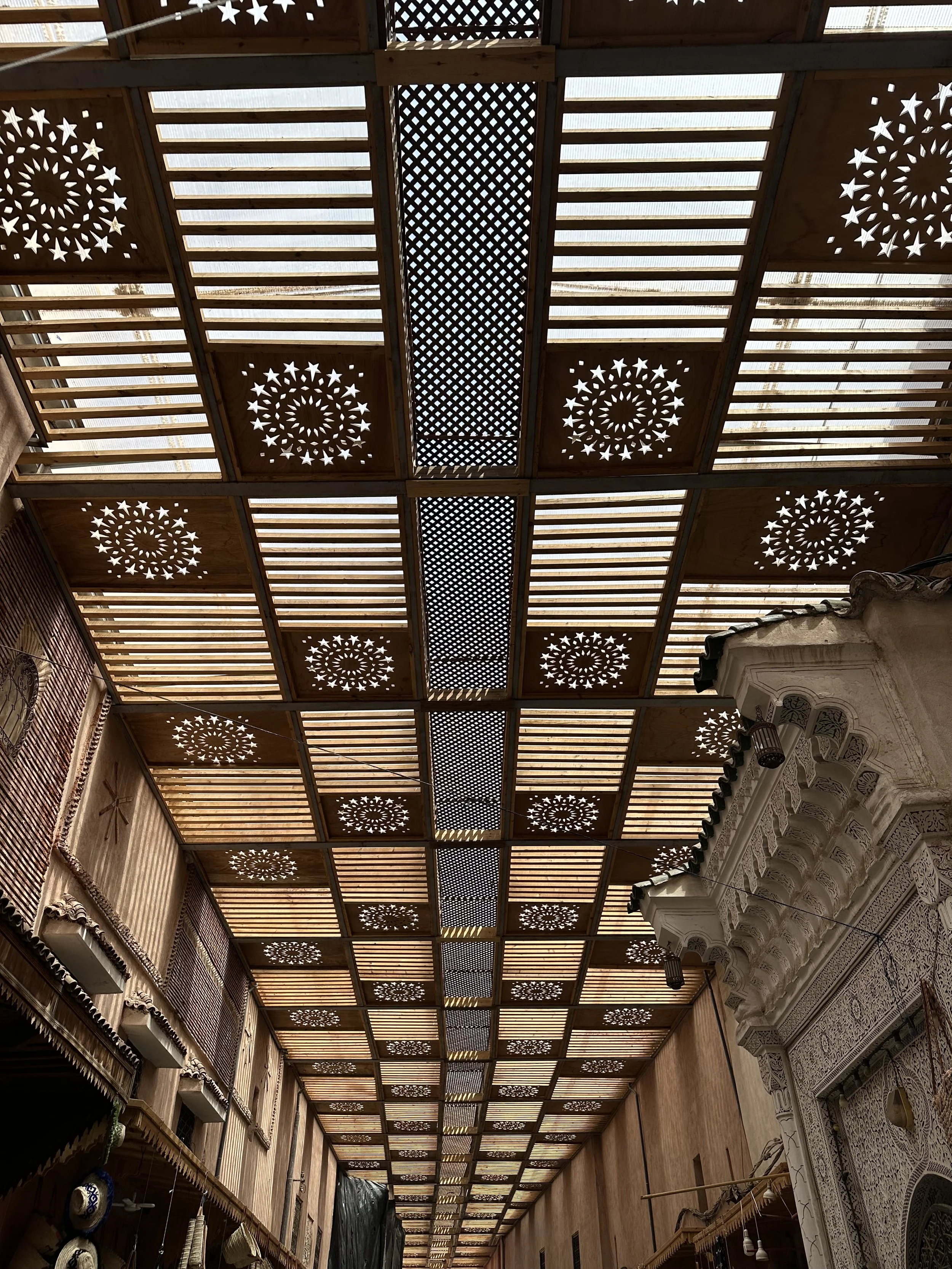 Roof details in the casbah in Marrakech, Morocco