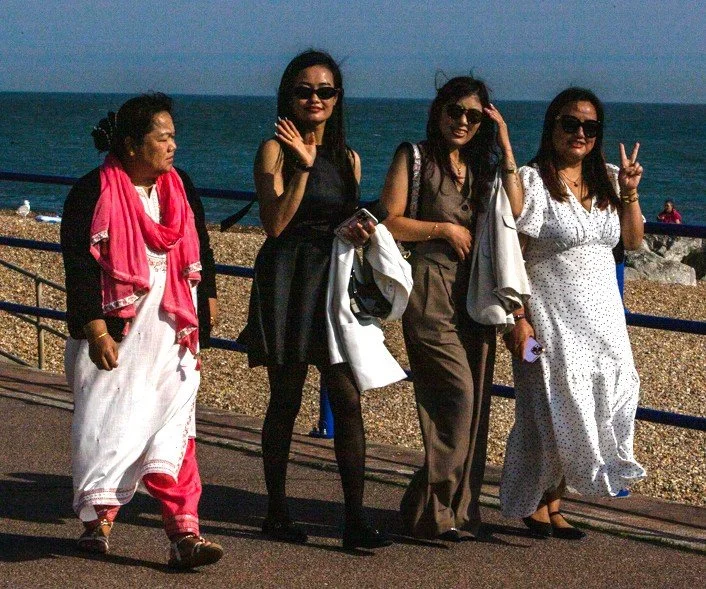 Four ladies on Hythe seafront, Kent