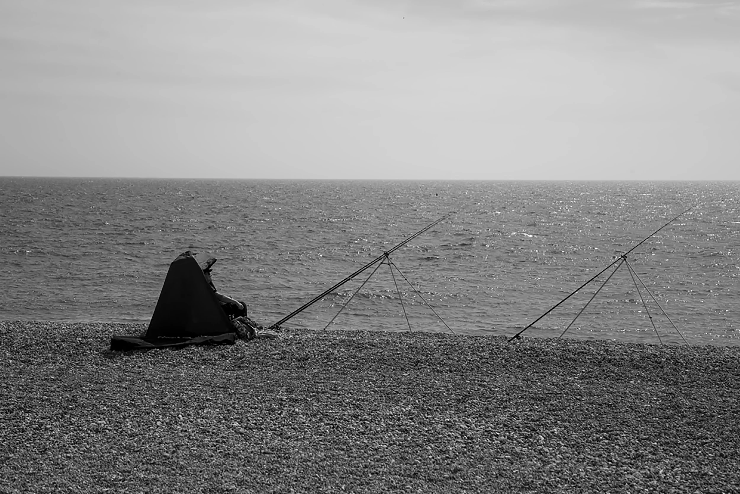 Beach Fishing at Hythe, Kent