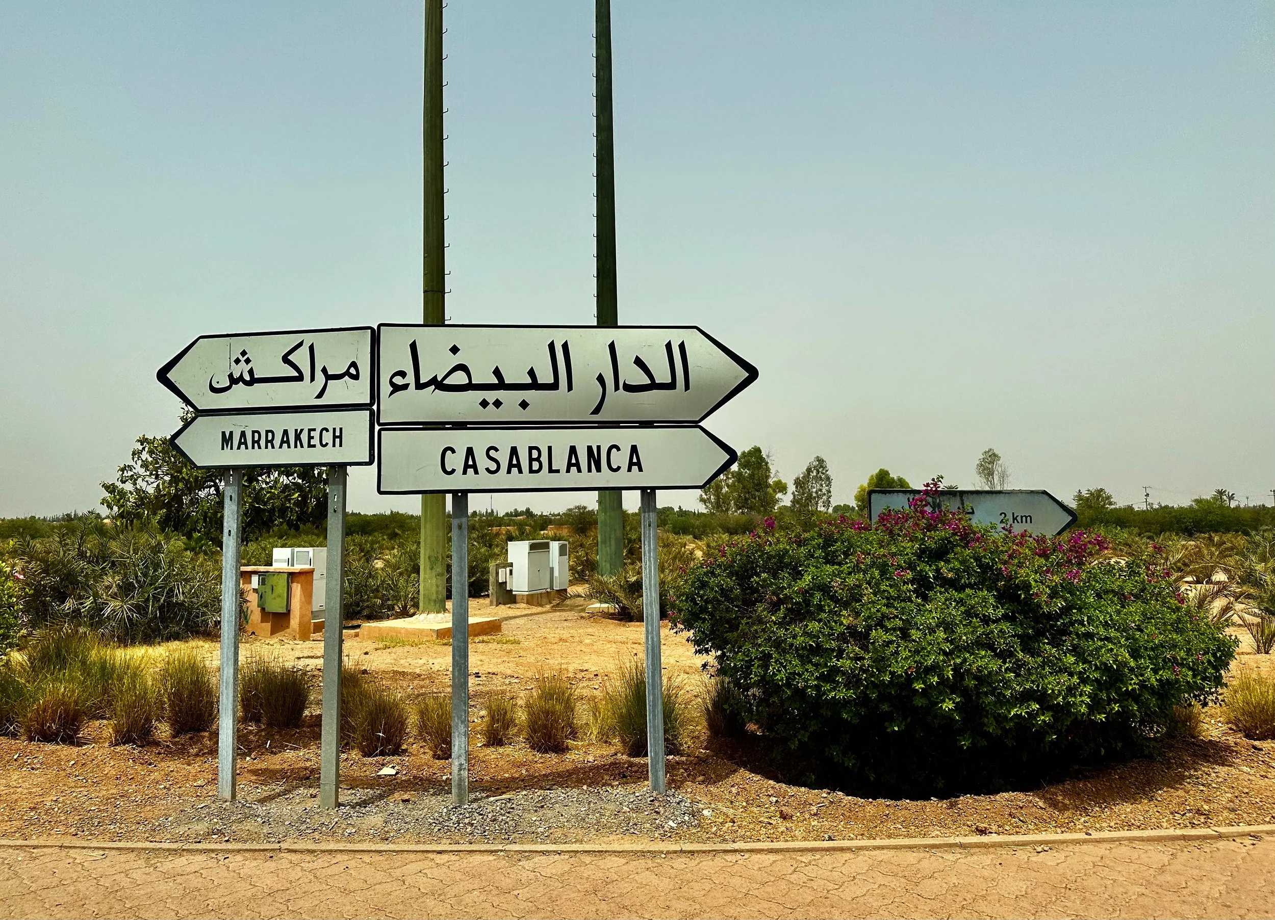 Signpost to Casablanca in Marrakech