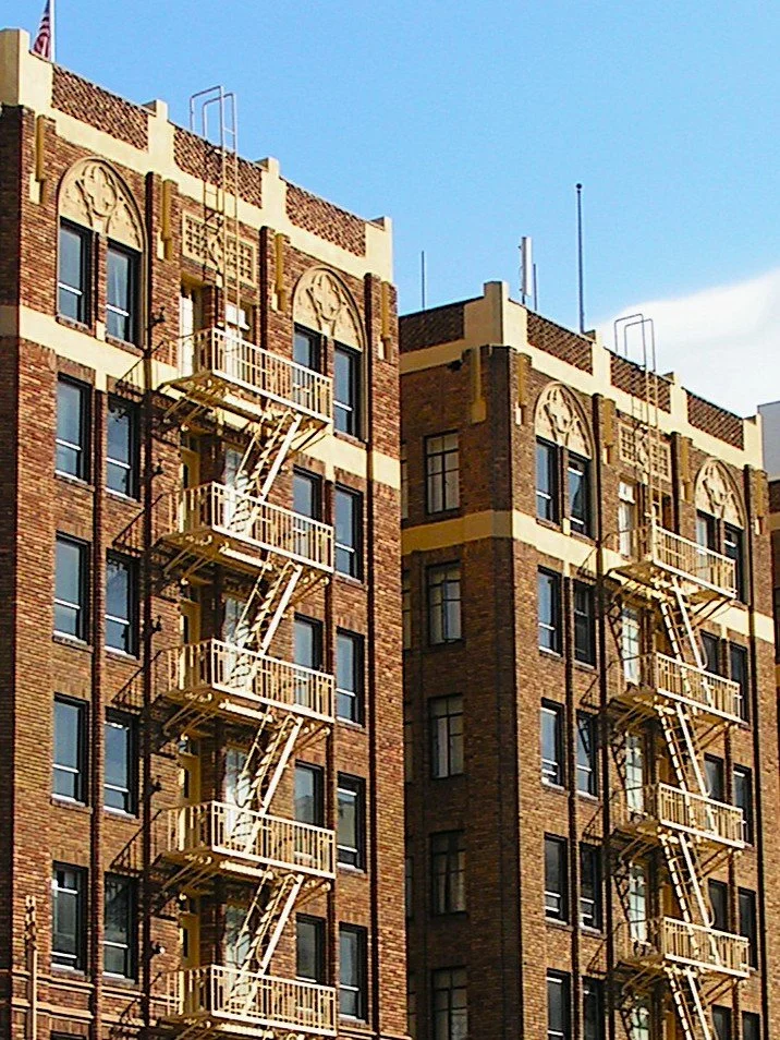 Apartments with fire escapes, San Diego, CA, USA