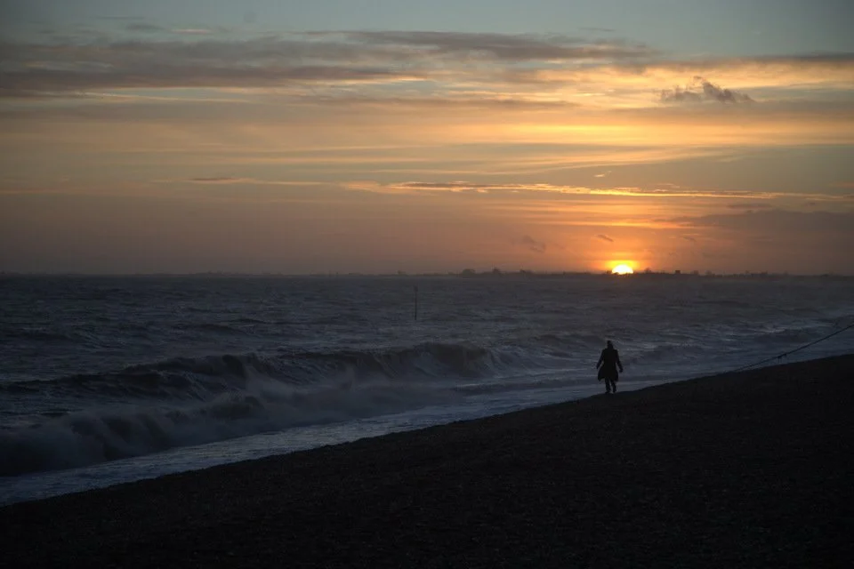 Sunset at the beach at Hythe, Kent