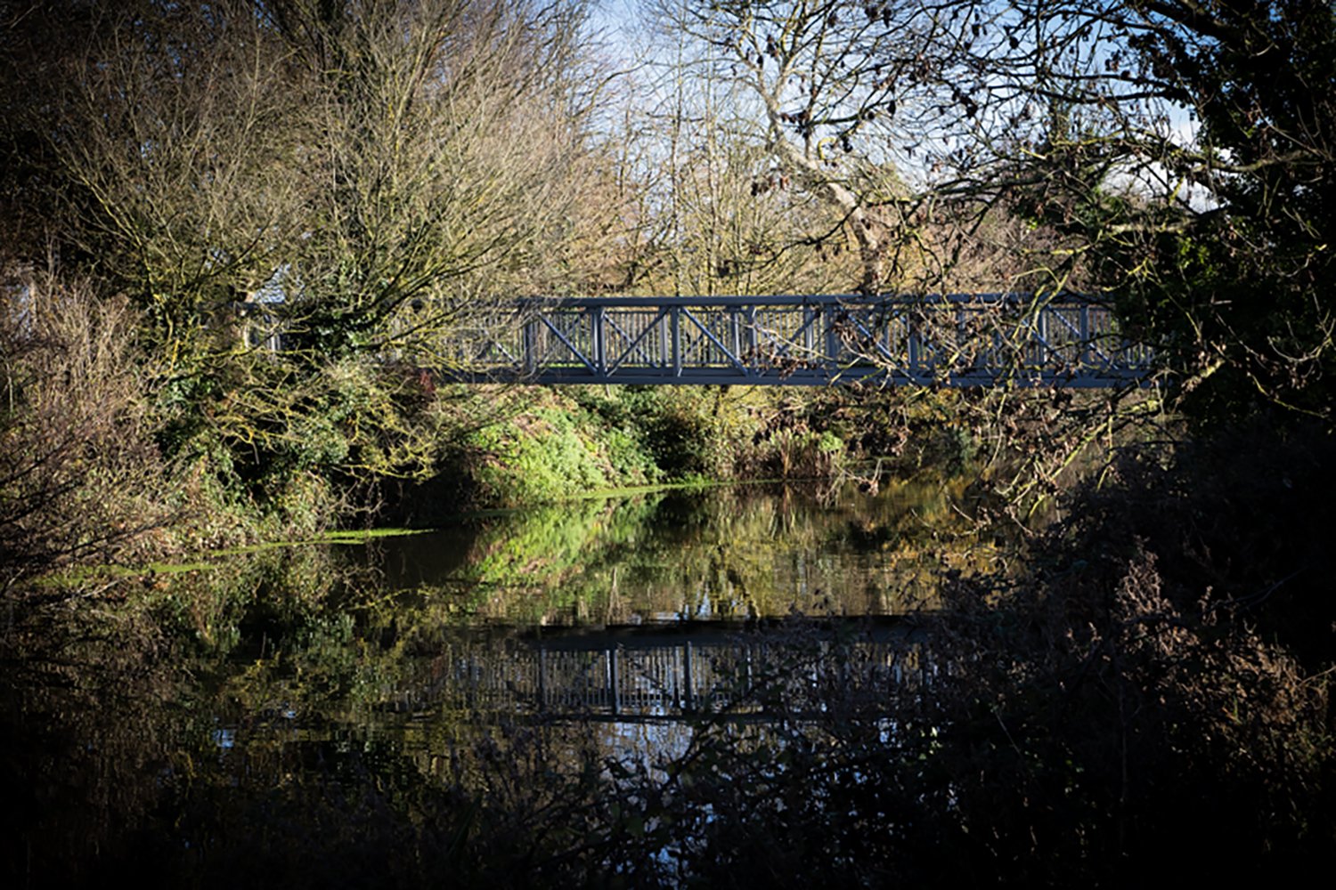 Footbridge crossing the Royal Military Canal at Palmarsh, Hythe, Kent