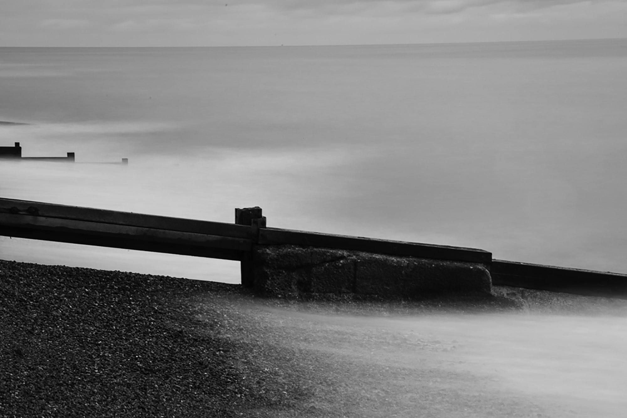 30 second exposure of wooden groynes at St Margret's at Cliff, Kent