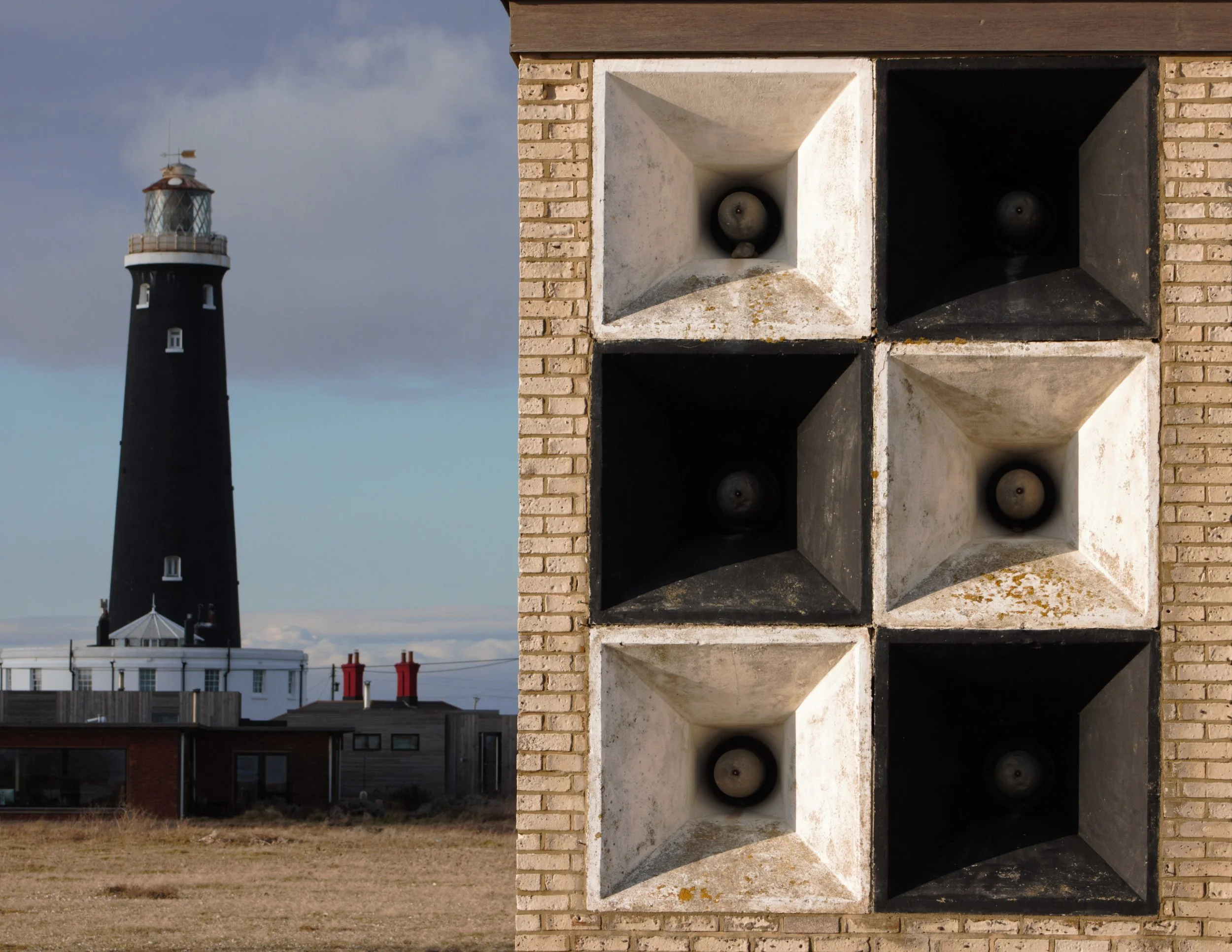 Old lighthouse and Fog Horns - Dungeness, Kent
