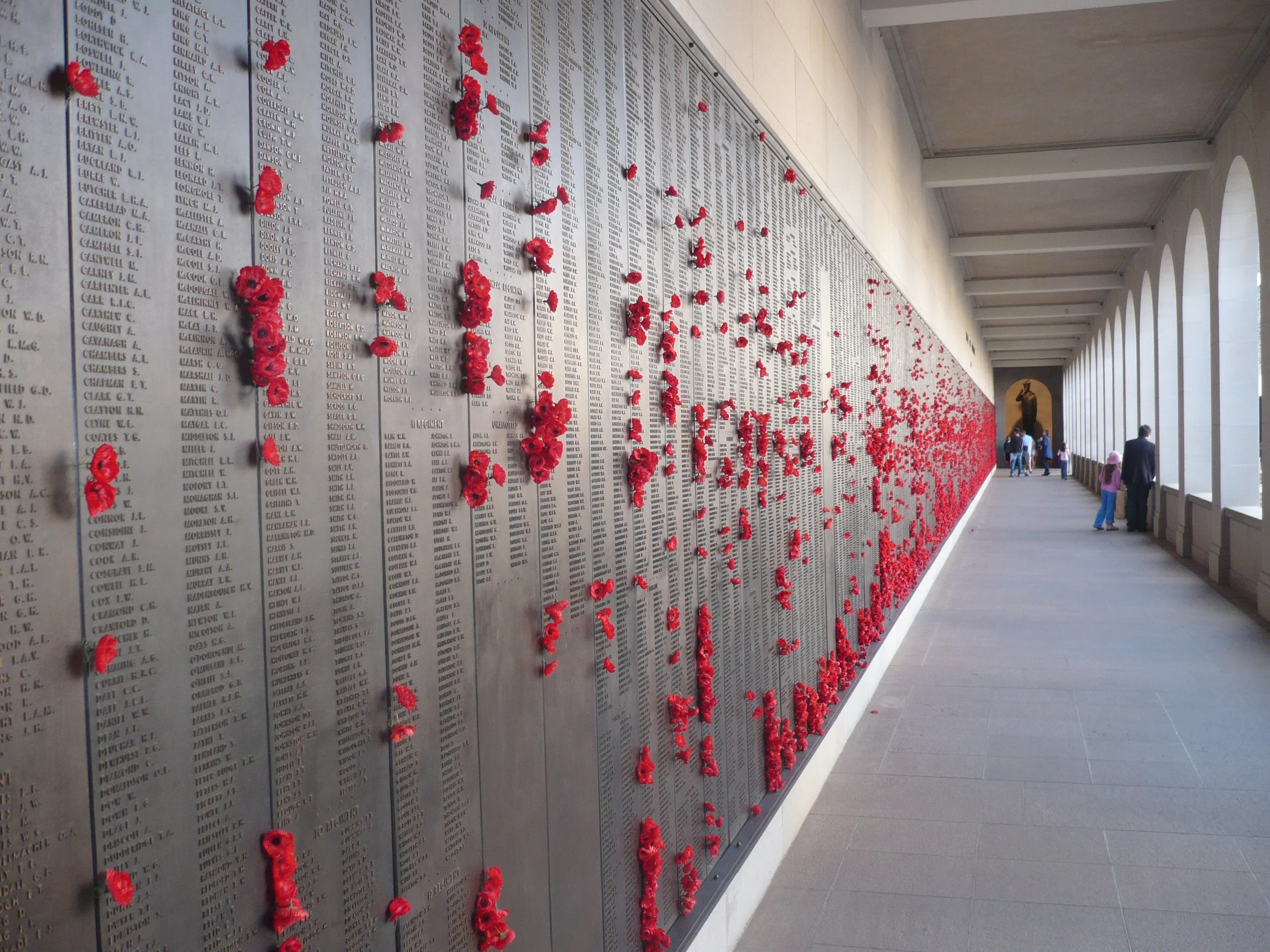 War memorial with poppies, Canberra, Australia