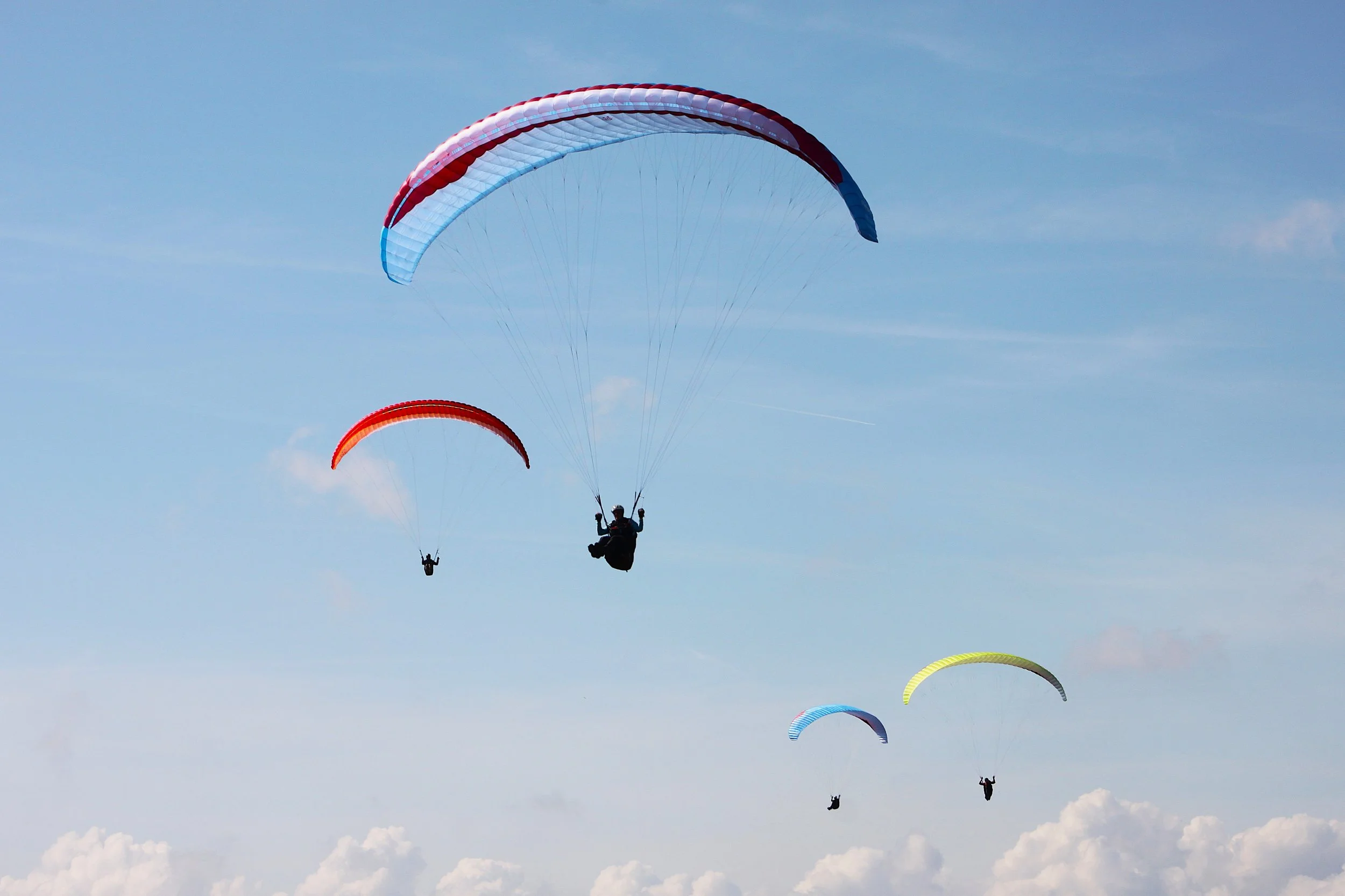 Paragliding off the cliffs at Capel-le-Ferne, Kent