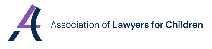 Logo of the Association of Lawyers for Children with a purple and blue stylized letter 'A' and the organization's name.