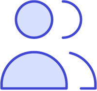 Icon of two overlapping people, one in front of the other, representing a user or profile.