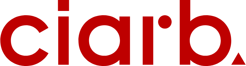 Close-up of the word 'ciarb' in bold red letters on a white background.