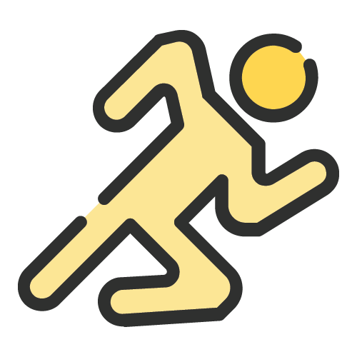 Simple illustration of a person running with a yellow ball.