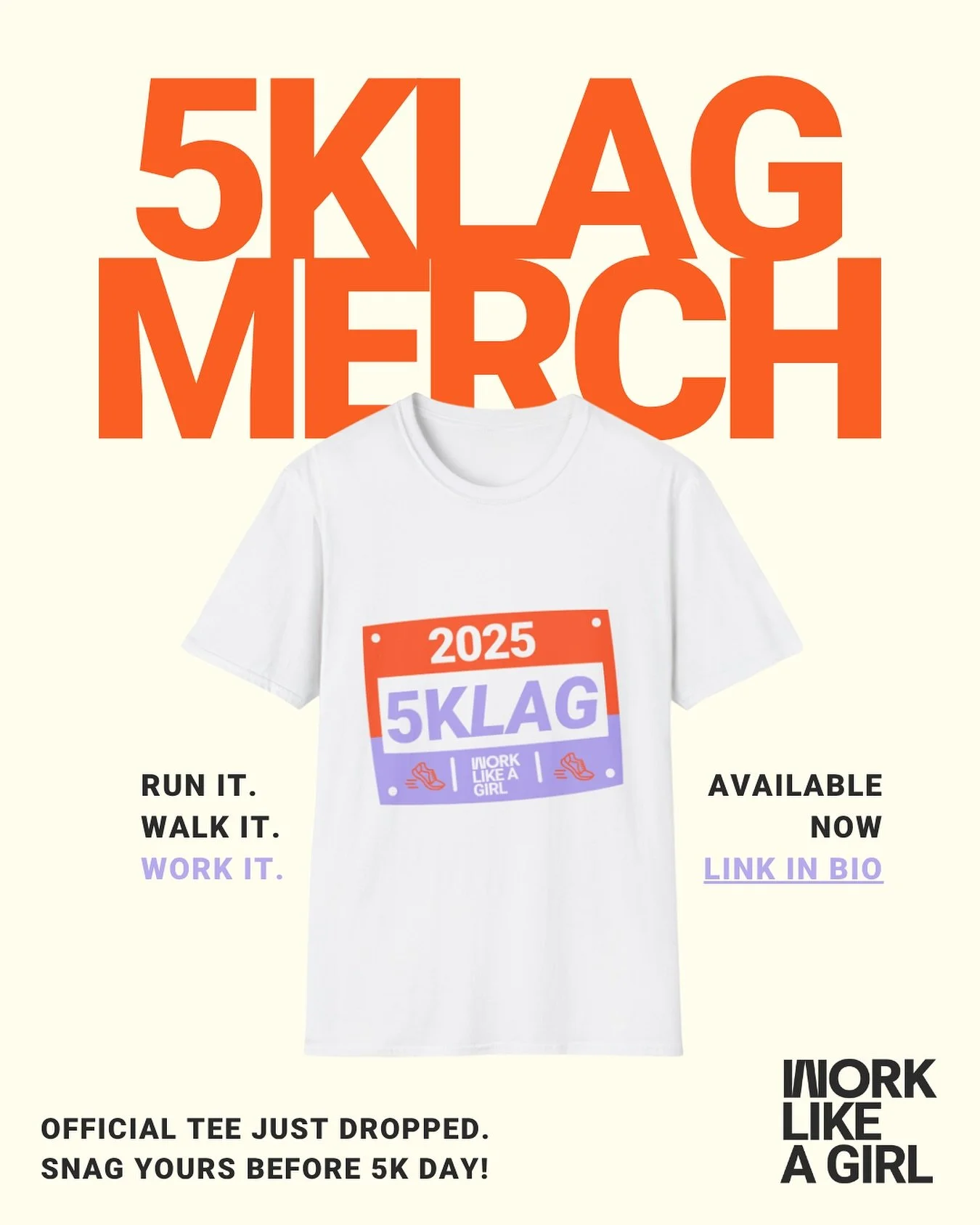 Don&rsquo;t know what to wear on the 25th? We&rsquo;ve got you covered 👀👀

The 5KLAG tee is officially here! 🏁👟🥳
Wear it to run, walk, or cheer everyone on.

Sign up for 5KLAG + grab your tee before 10/14 to ensure delivery before 5K day &mdash;