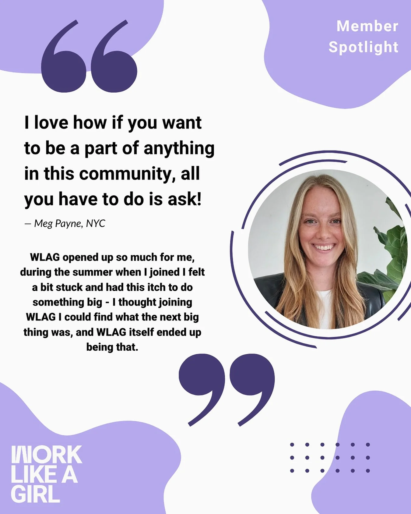💬What Has WLAG done for you?

We dropped the question in Slack &mdash; here&rsquo;s what Meg had to say about what this community actually does. 👀✨

Think WLAG might be what you&rsquo;ve been missing? Find out &mdash; link in bio 🔗🤪