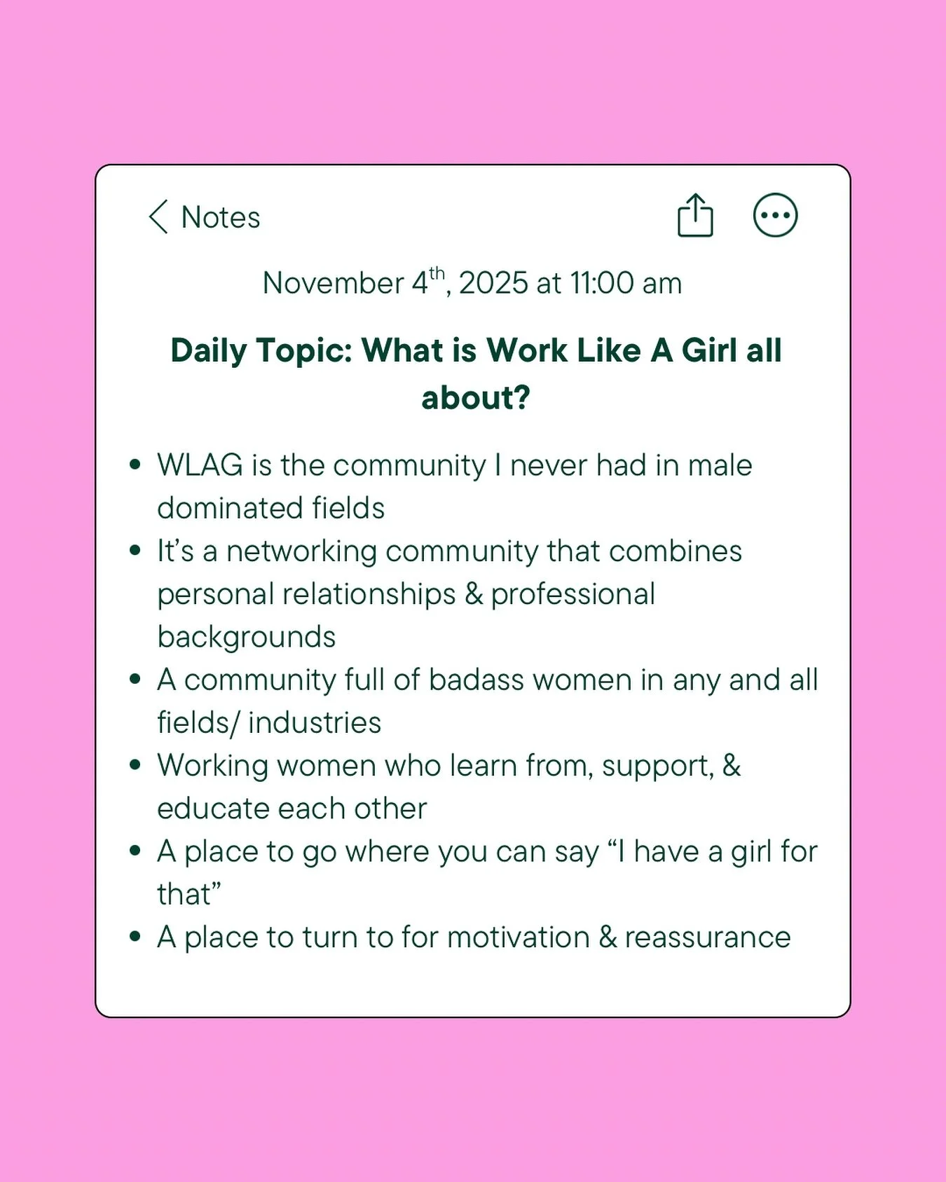 When asked &lsquo;What is Work Like A Girl all about,&rsquo; what do you respond?! 🙈🤞💖

Join the conversation on Slack! 
🔗 link in bio to register
#WorkLikeAGirl