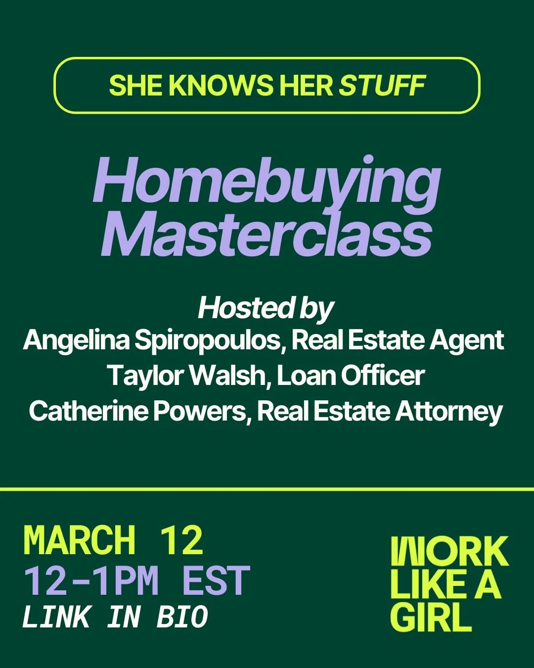 🏡 This Thursday!
Join us for the SKHS Series: Homebuying Masterclass with real estate agent Angelina Spiropoulos, loan officer Taylor Walsh, and real estate attorney Catherine Powers.

Buying a home can feel overwhelming&mdash;especially with studen