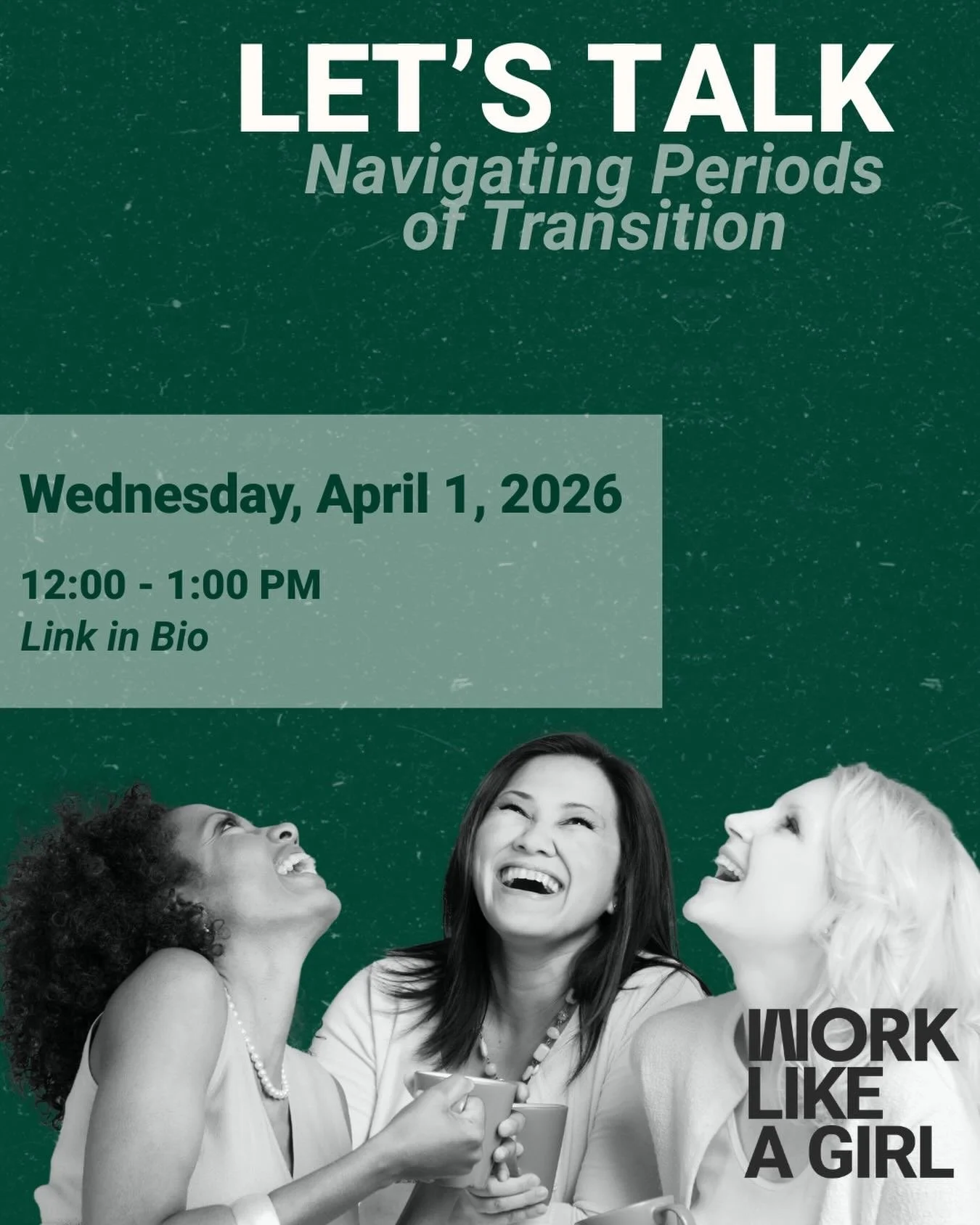 The next edition of Let&rsquo;s Talk is on Wednesday, April 1st! 💬  Navigating Periods of Transition 🌟

Transitions often look exciting from the outside. A return to work after maternity leave, a job search, or a promotion into a leadership role. B