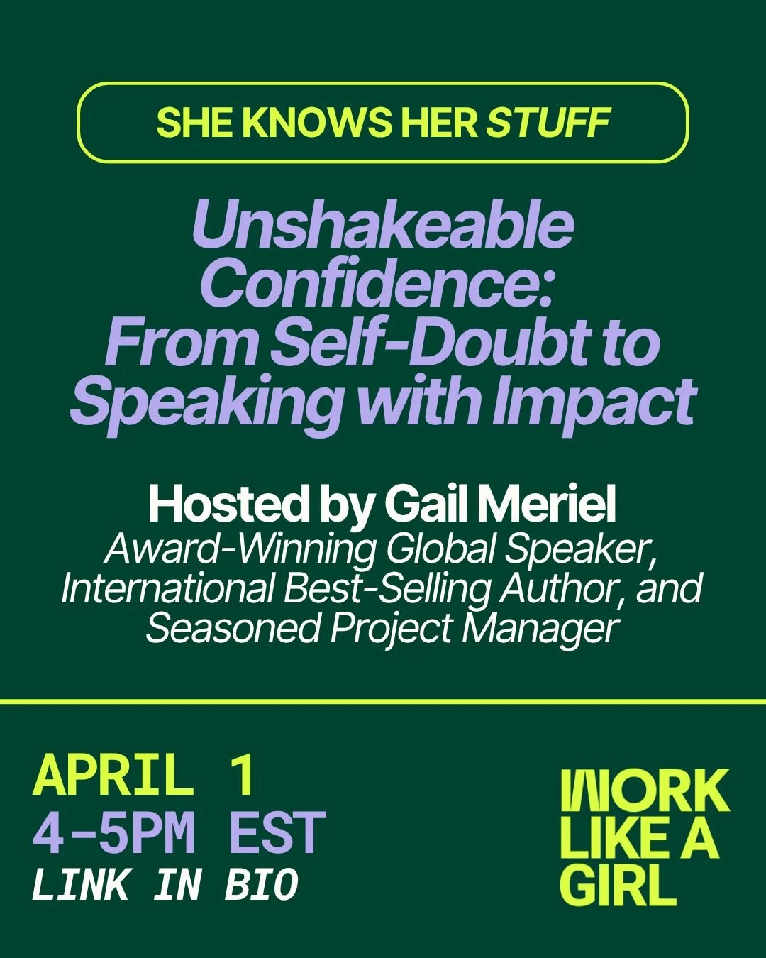 WEDNESDAY: Unshakeable Confidence: From Self-Doubt to Speaking with Impact hosted by Gail Meriel, Award-Winning Global Speaker, International Best-Selling Author, and Seasoned Project Manager! ✨

Strong communication is essential at every stage of yo