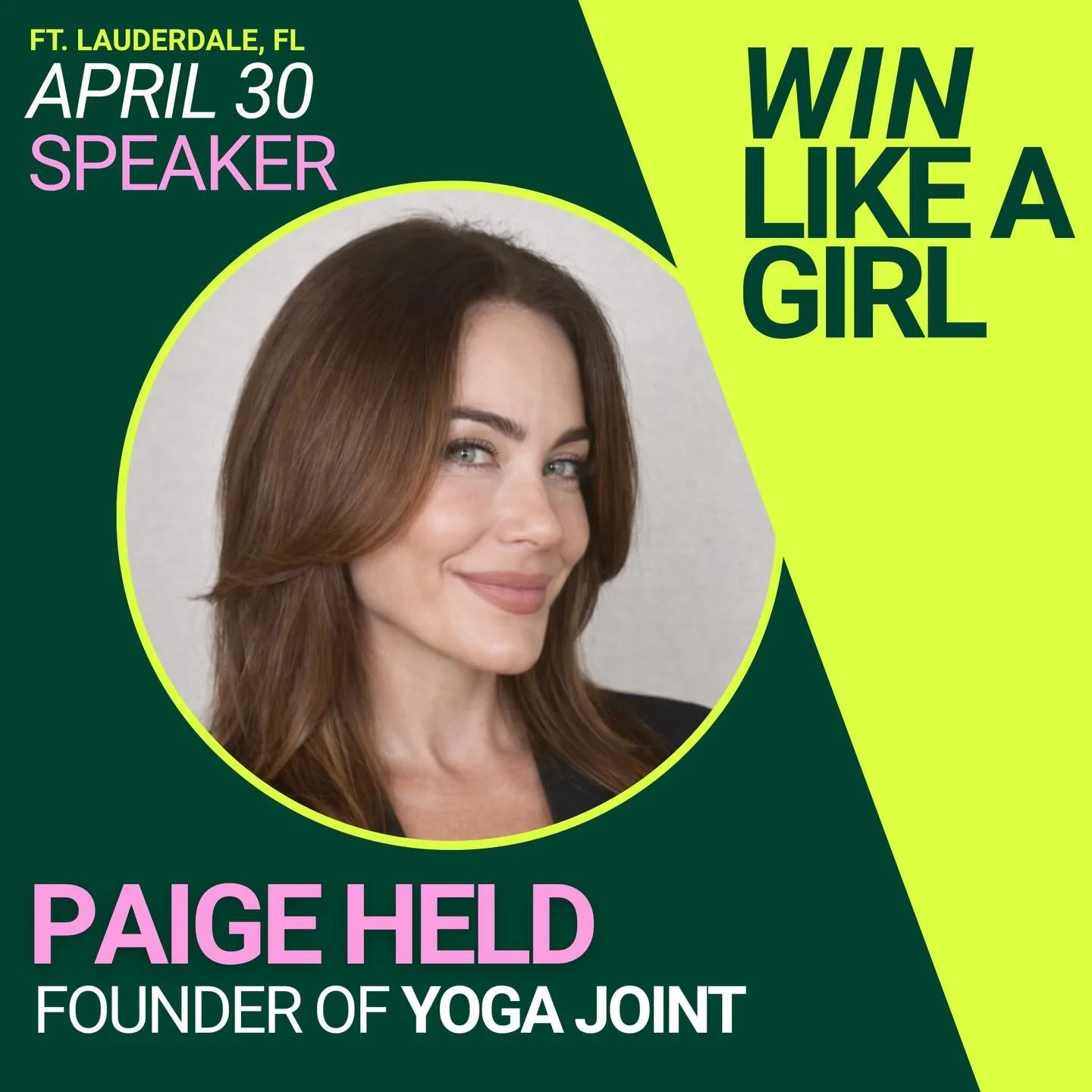 🏆 Win Like A Girl Speaker Announcement 🎉
We are thrilled to welcome Paige Held to the #WinLikeAGirl stage! 🙌

Paige is the founder and co-owner of Yoga Joint &mdash; a boutique infrared-heated yoga and fitness brand with 20 open studios, 60+ franc