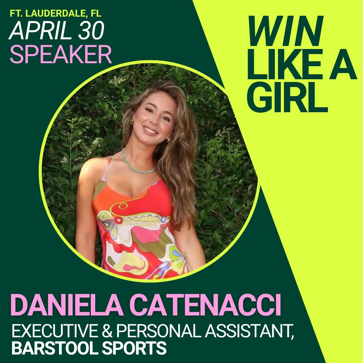🏆 Win Like A Girl Speaker Announcement 🎉

We are thrilled to welcome Daniela Catenacci to the #WinLikeAGirl stage! 🙌

Daniela Catenacci has spent the last eight years at the center of one of media&rsquo;s most iconic brands. As Executive Assistant
