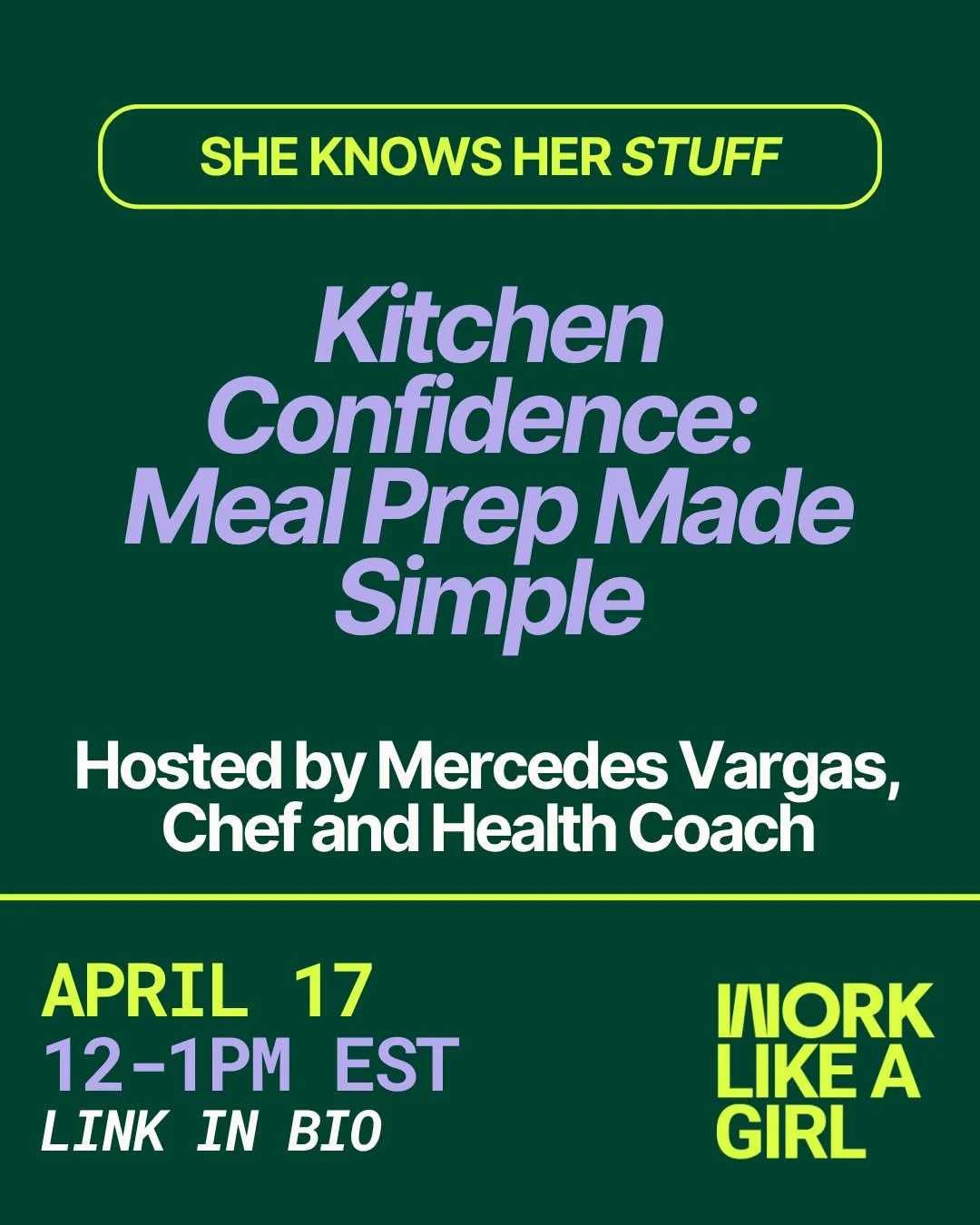 FRIDAY: The SKHS Series: Kitchen Confidence: Meal Prep Made Simple hosted by Mercedes Vargas, CHC. 🥗 👩&zwj;🍳

Cooking at home shouldn&rsquo;t feel like a chore&mdash;or a mystery. This practical, hands-on session is designed for busy professional 