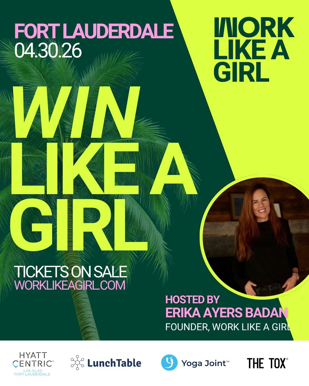 Swipe to meet the first round of brands supporting Win Like A Girl ➡️

We&rsquo;re grateful to partner with @hyattcentriclasolas, @joinlunchtable, @yogajoint &amp; @thetoxftlauderdale for our high energy networking + live panel event in Ft. Lauderdal