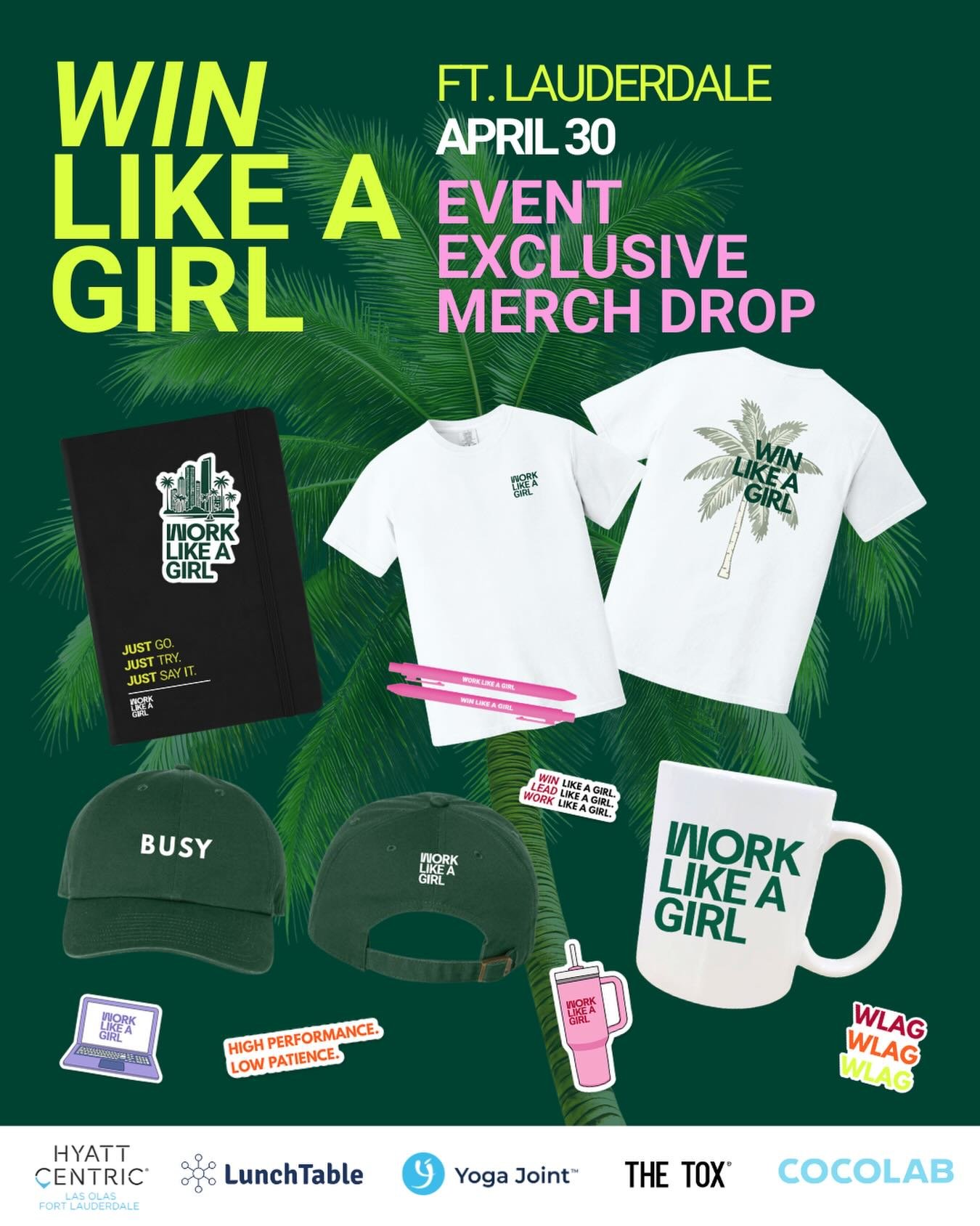 The tee. The hat. The mug. The stickers. You already know we had to do an exclusive merch drop for this event. 🛍️

Win Like A Girl is less than two weeks away, April 30th in Ft. Lauderdale &mdash; and every VIP ticket includes the Event Tee. ✨

🎟️ 