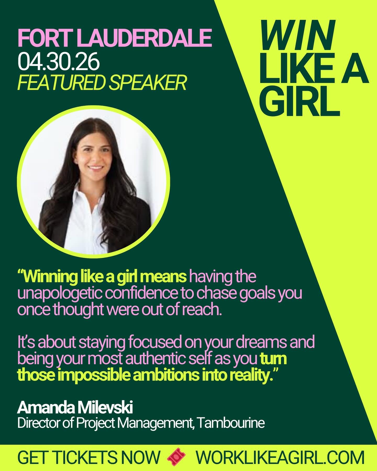 🌴 Win Like A Girl Speaker Takover @shmanddaa ✨

Tune in to our stories for event day prep with Amanda Milevski, our WLAG South Florida Governor and Director of Project Management at Tambourine 🔥

See you tonight, South Florida? 🌴
📍 Hyatt Centric 