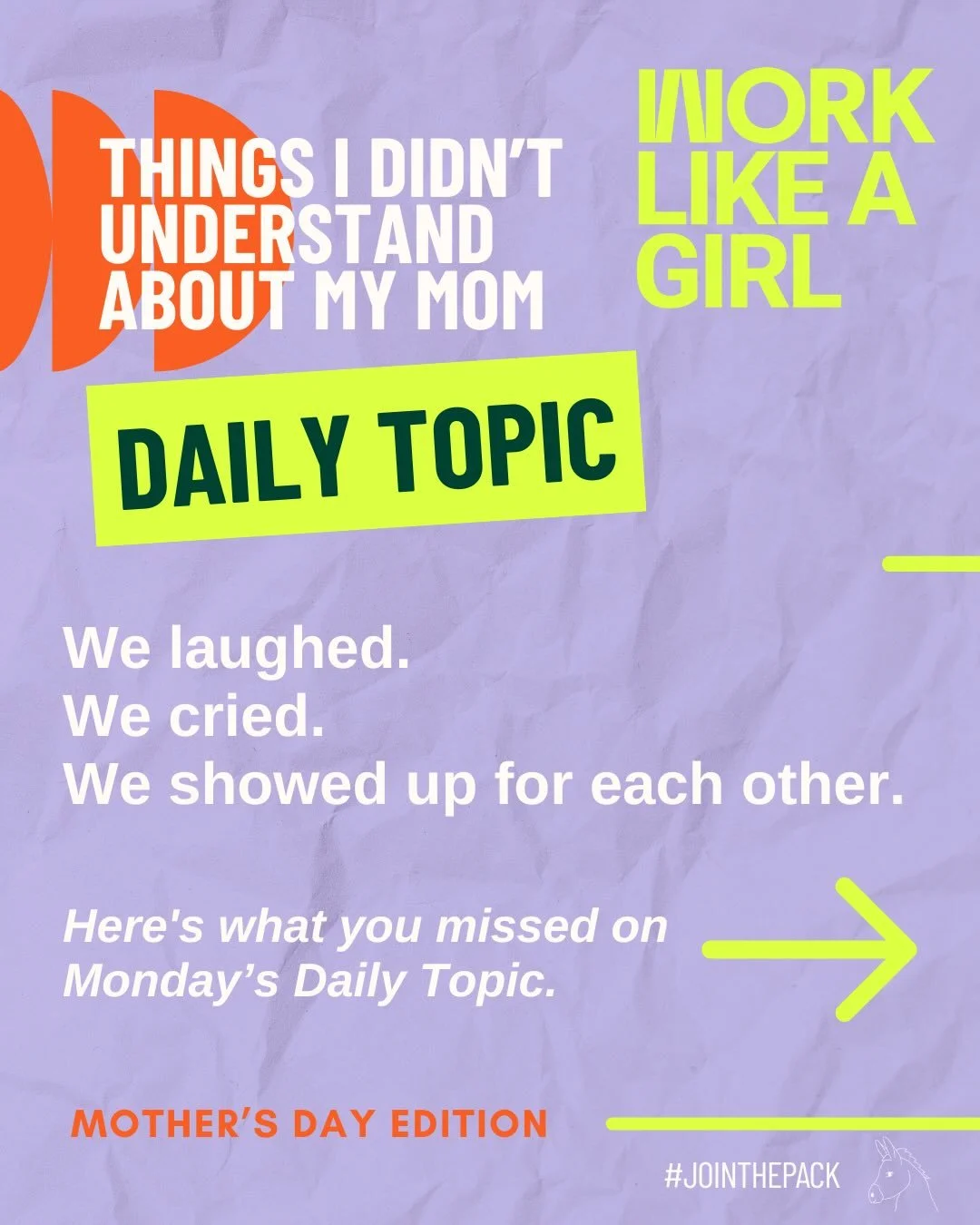 We asked. You answered. And we were not ready. 💜

This week&rsquo;s Daily Topic &mdash; Things I Didn&rsquo;t Understand About My Mom Until I Grew Up &mdash; had us laughing, crying, and laughing while crying. 🥲🥹

The mental load. The restraint we